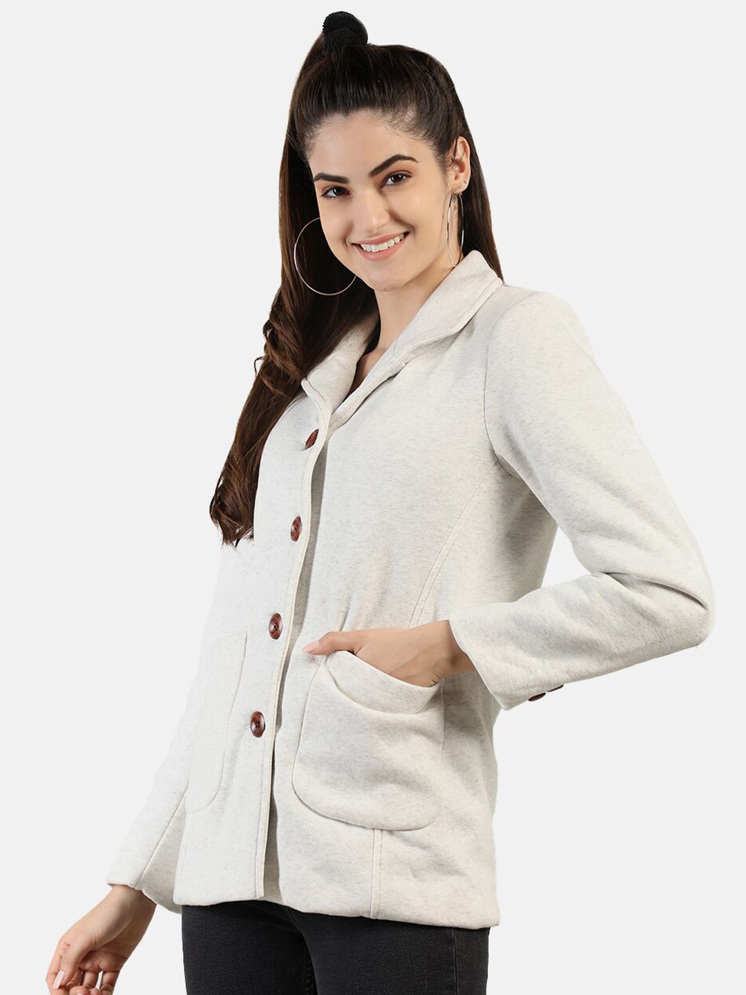 Women Front-Open Overcoat with Notched Lapel