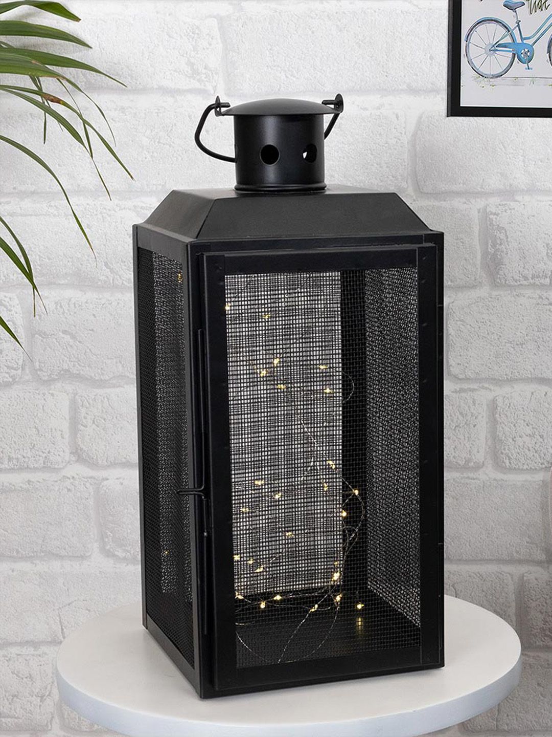 Homesake Black Waterproof Iron Lantern & Candlw Tealight String Lights-image-33