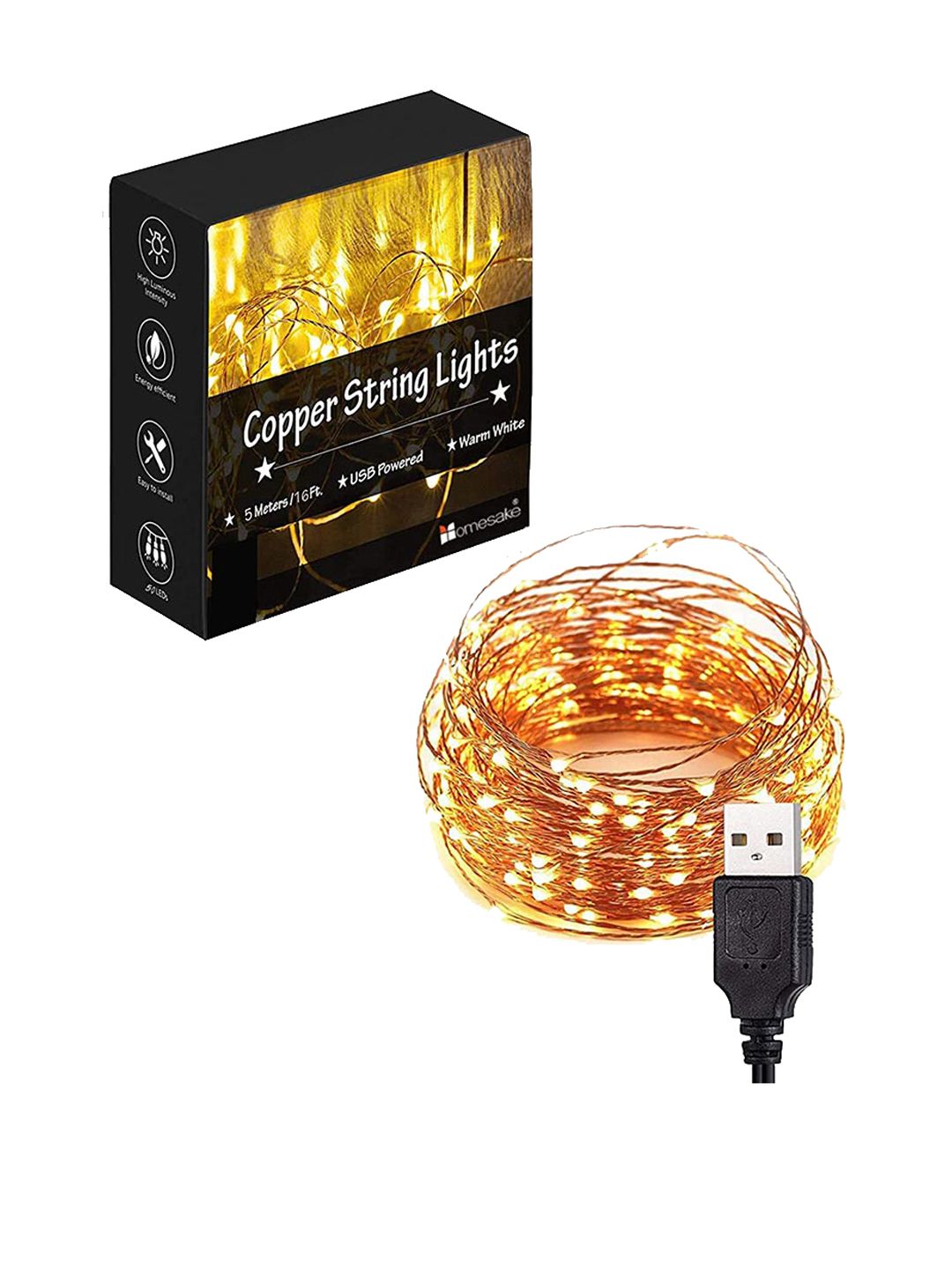 Homesake Yellow 4-Pieces Copper Waterproof String Lights-image-29