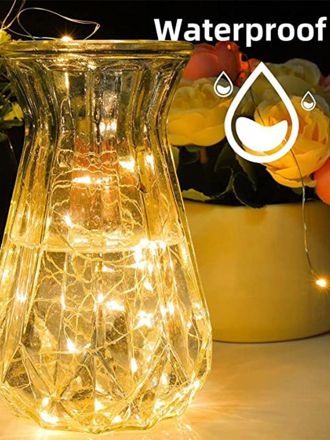 Homesake 2-Pcs Yellow Copper 50 LED Waterproof String Lights-picture-23