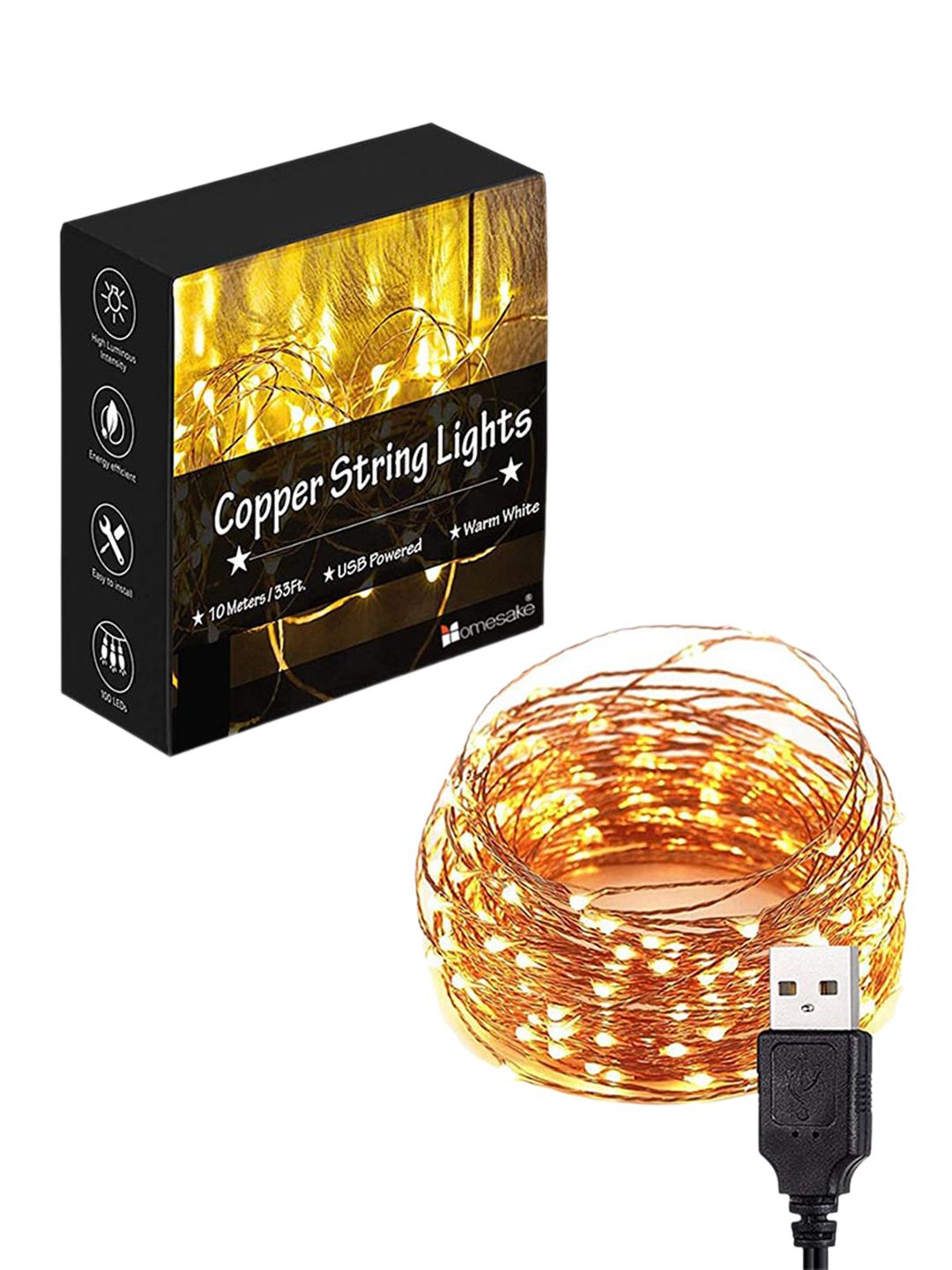 Homesake Yellow Copper 100 LED Waterproof String Lights-picture-26