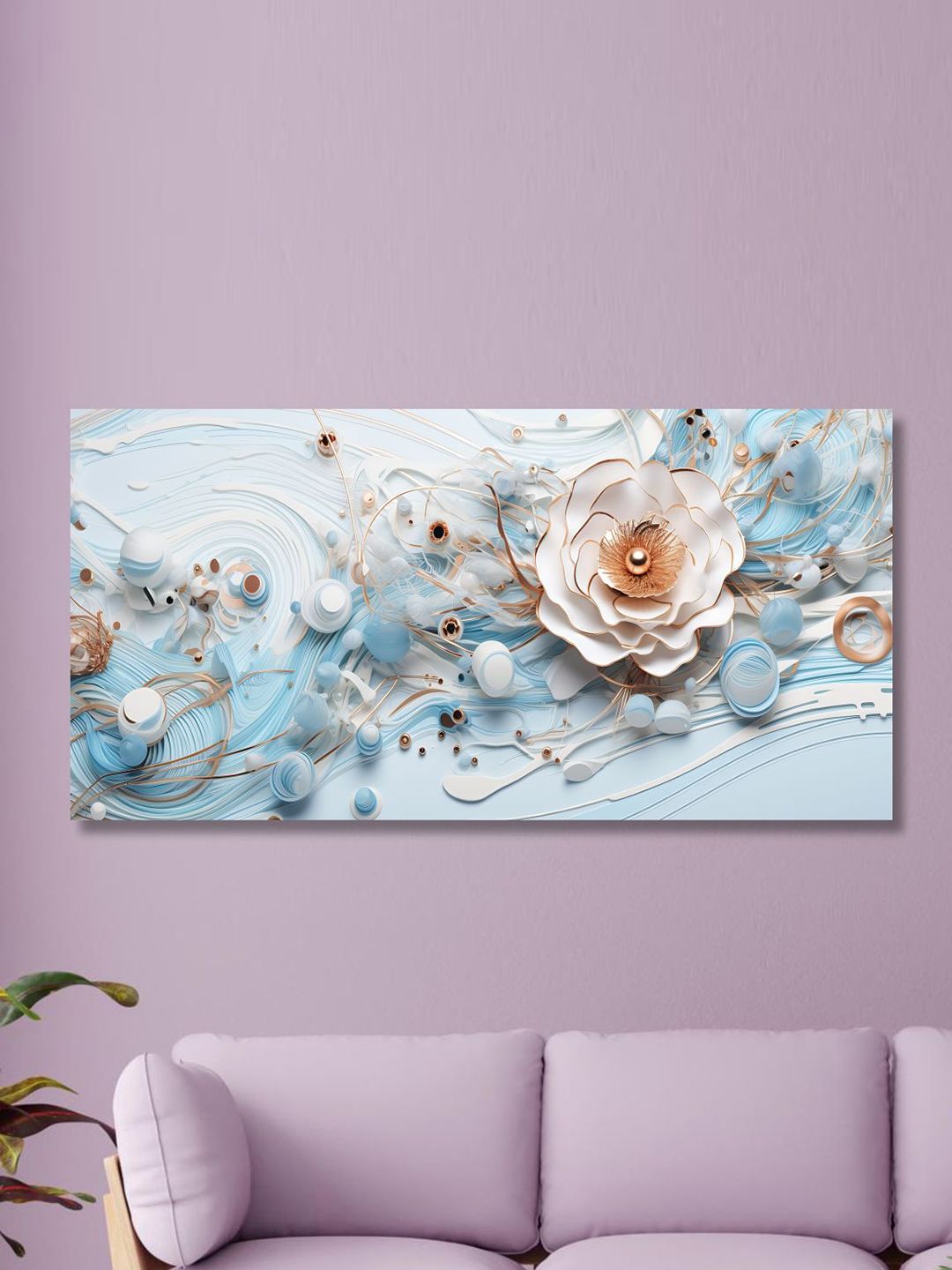 SAF Blue & White Canvas Floral Painting Wall Art-picture-17
