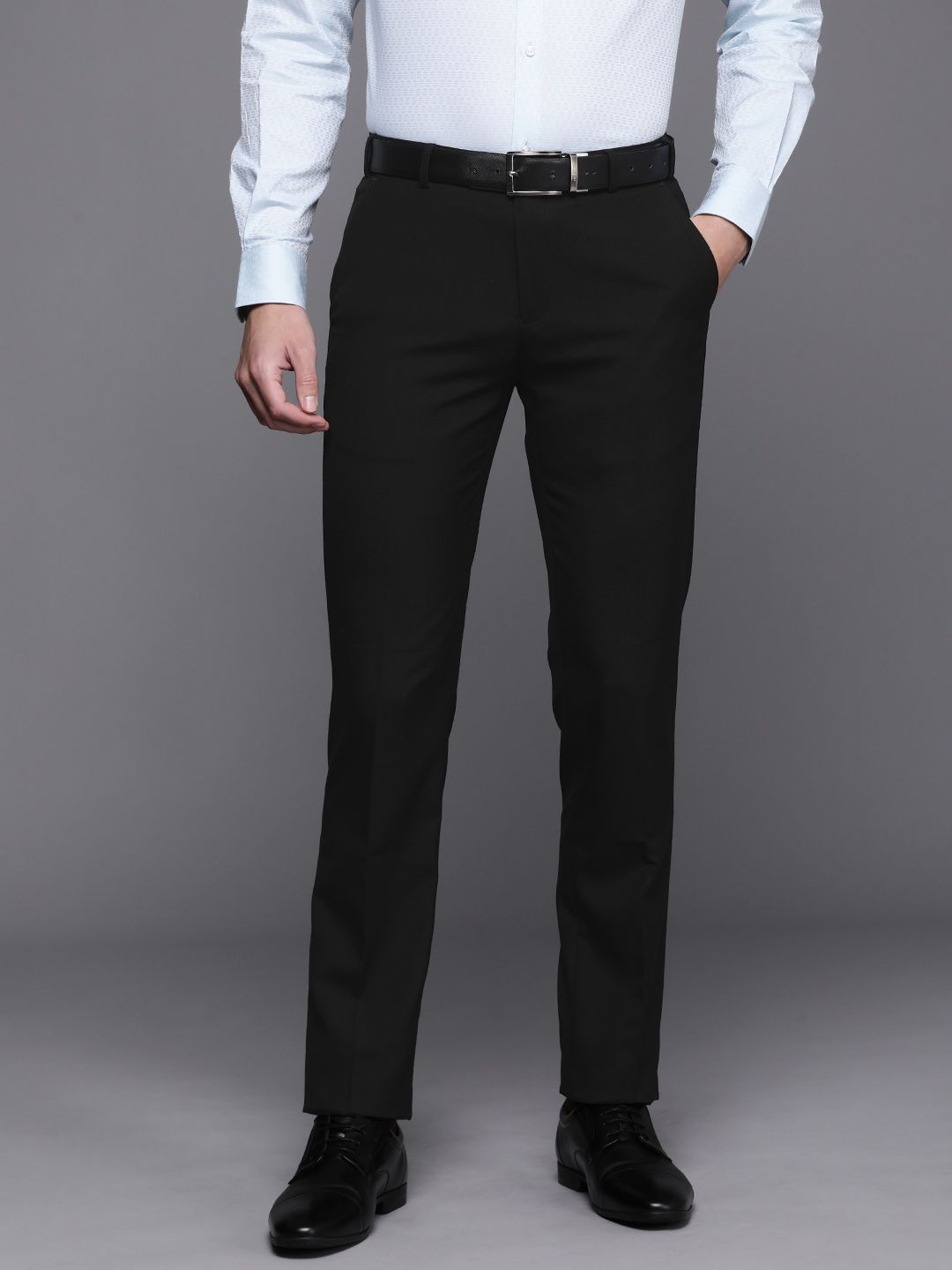 Raymond Men Solid Mid-Rise Slim Fit Formal Trousers-picture-11