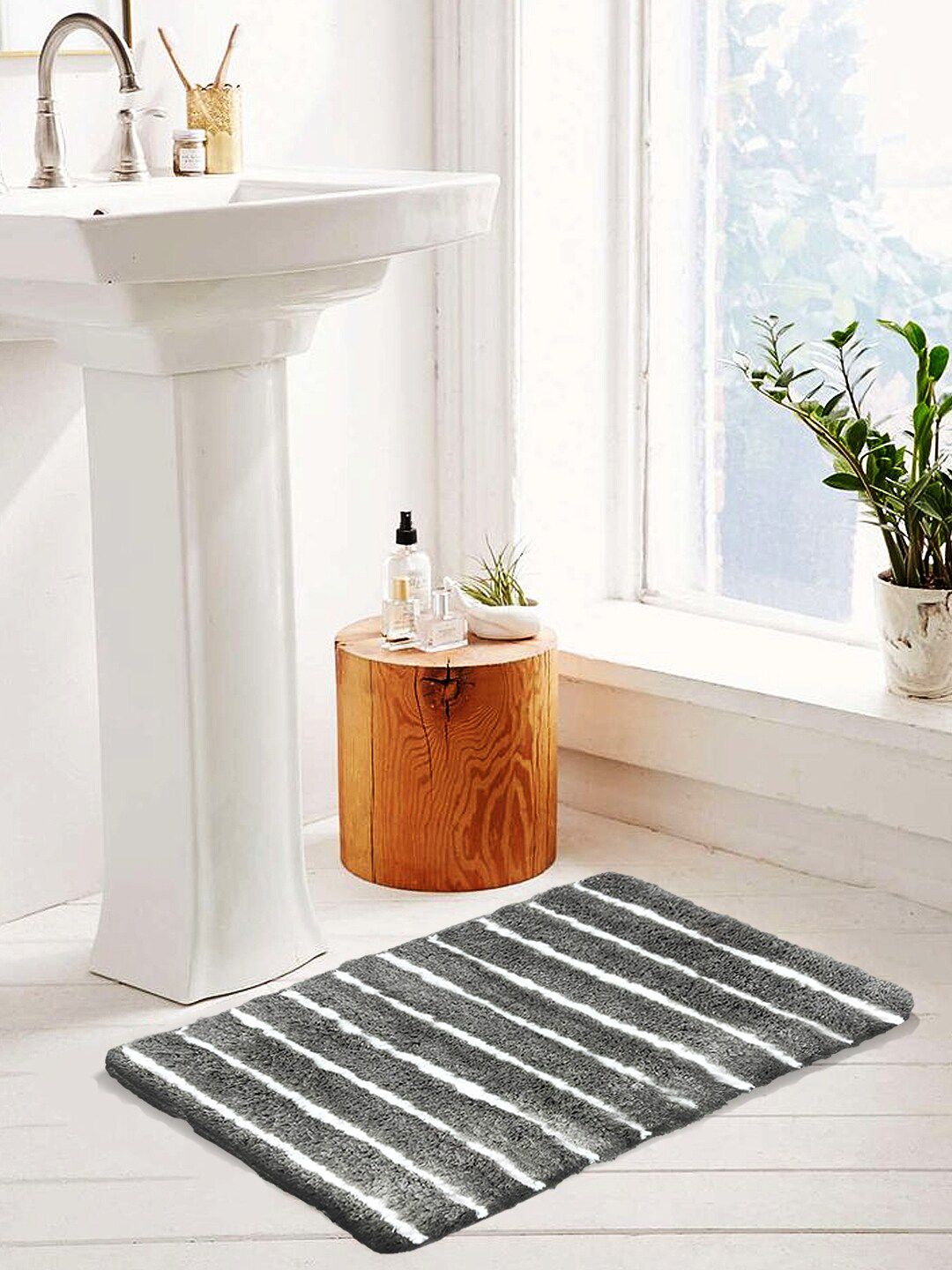 Nautica Grey & White Striped Anti-Skid 2200 GSM Bath Mat-picture-42
