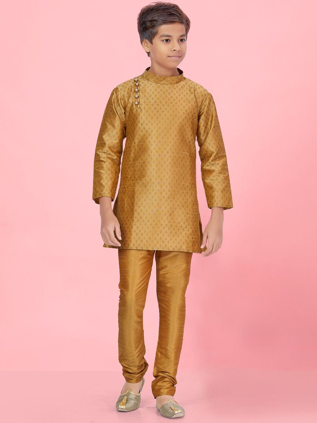 Aarika Boys Ethnic Motifs Printed Regular Pure Silk Kurta with Churidar-picture-36
