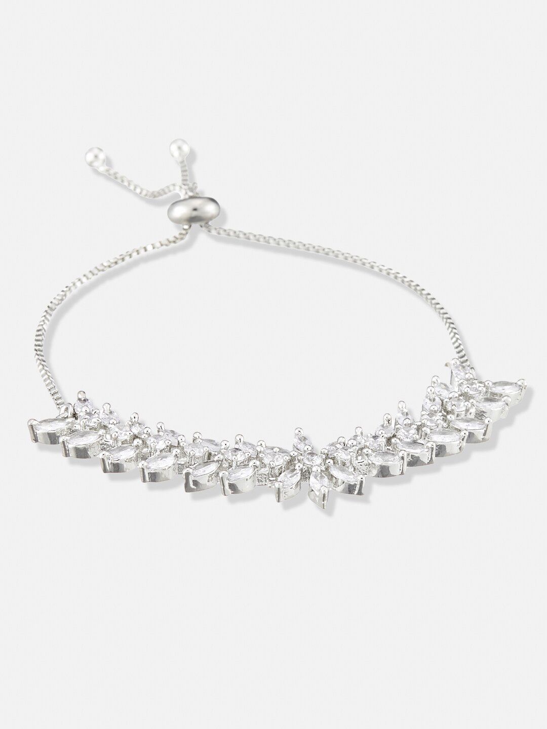 ATIBELLE Set of 2 Rhodium-Plated Cubic Zirconia-Studded Wraparound Bracelets