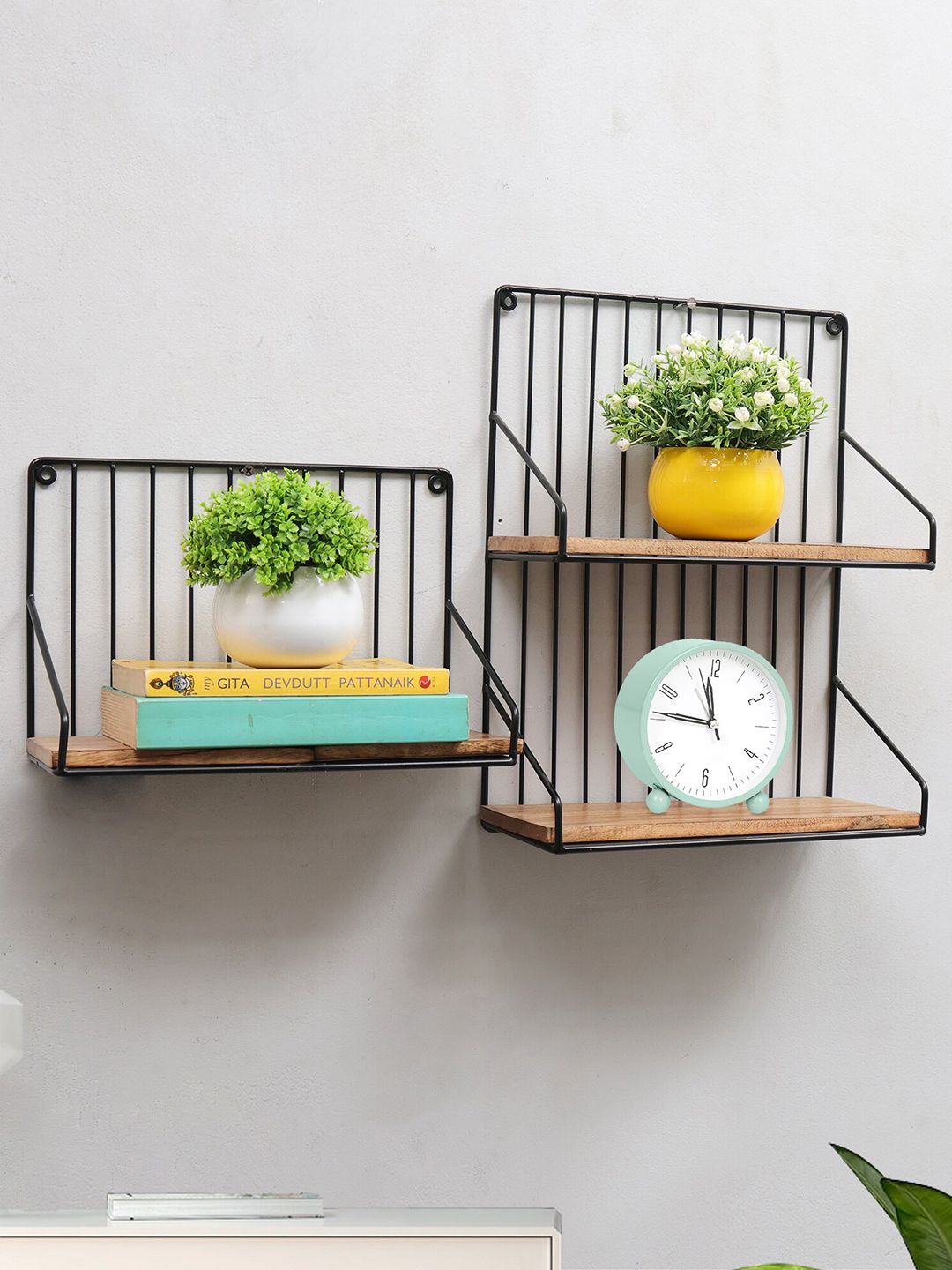Homesake Black 2 Pieces Metal Wall Shelf