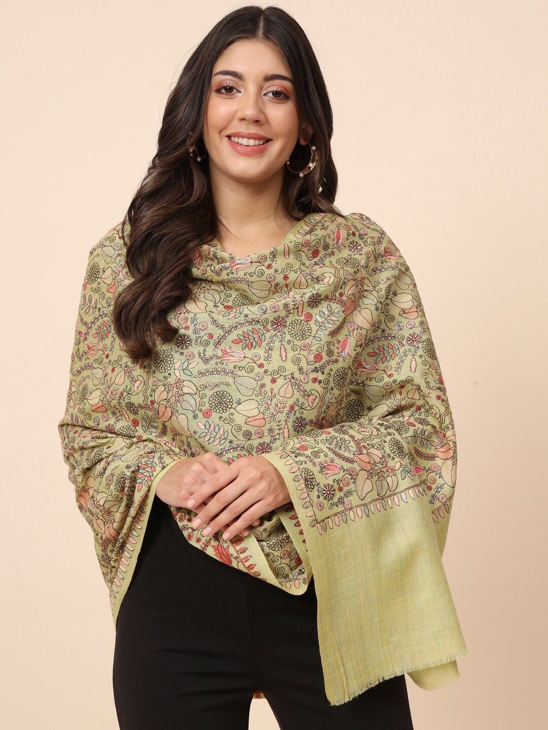 Pashmoda Floral Embroidered Pure Woolen Shawl-picture-20