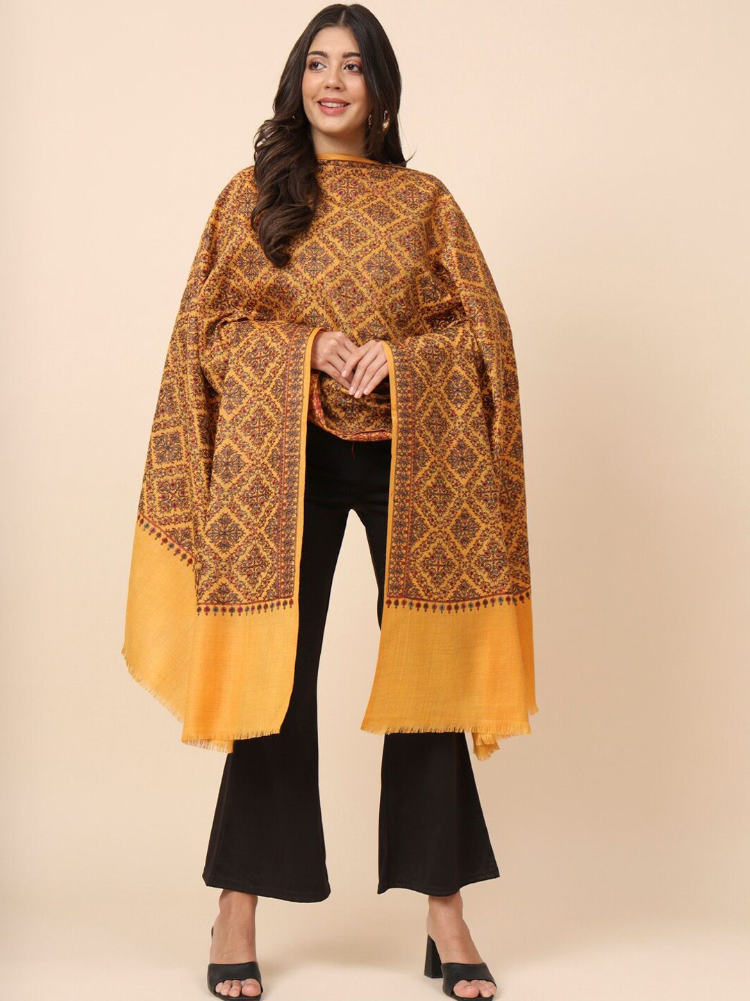 Pashmoda Floral Embroidered Pure Wool Shawl-image-6