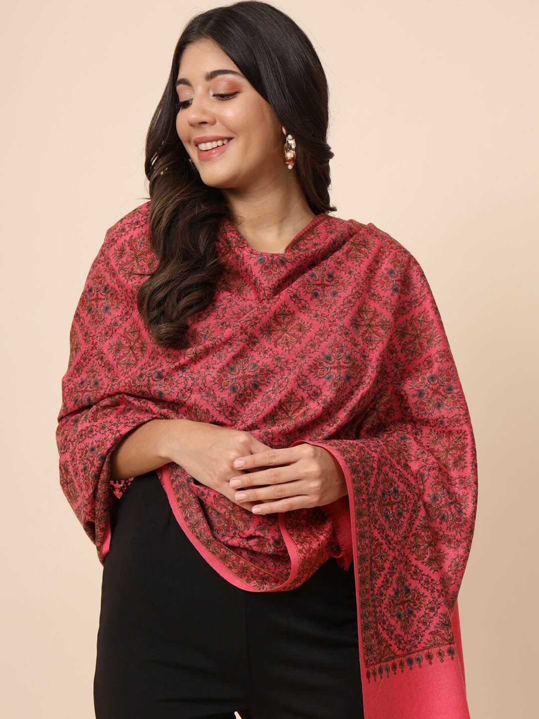 Pashmoda Embroidered Pure Wool Shawl-picture-26