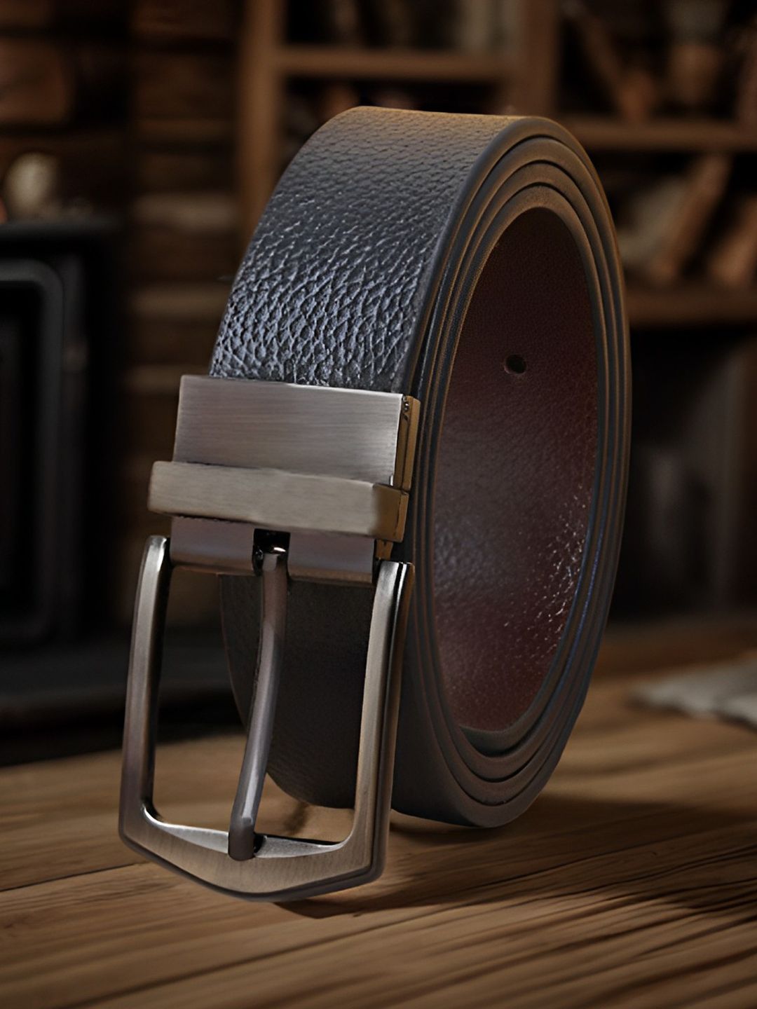INVICTUS Men Textured Leather Reversible Belt-picture-45