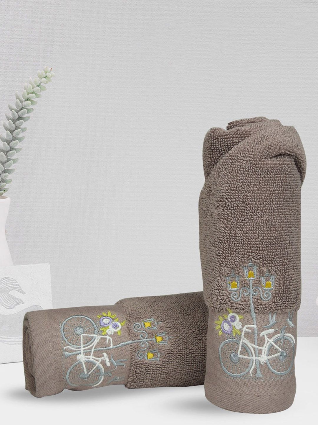 RANGOLI Grey Melange 2-Pieces 540 GSM Pure Cotton Soft Hand Towels-image-42