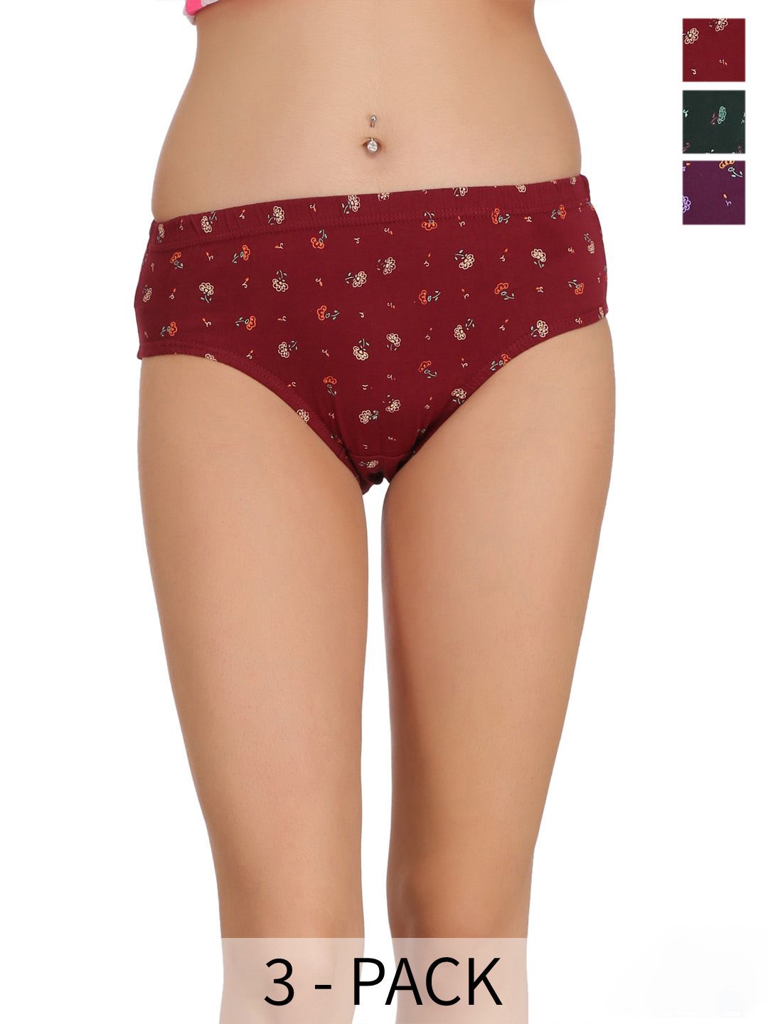 Eve's Beauty Assorted Pack Of 3 Pure Cotton Hipster Briefs-picture-17