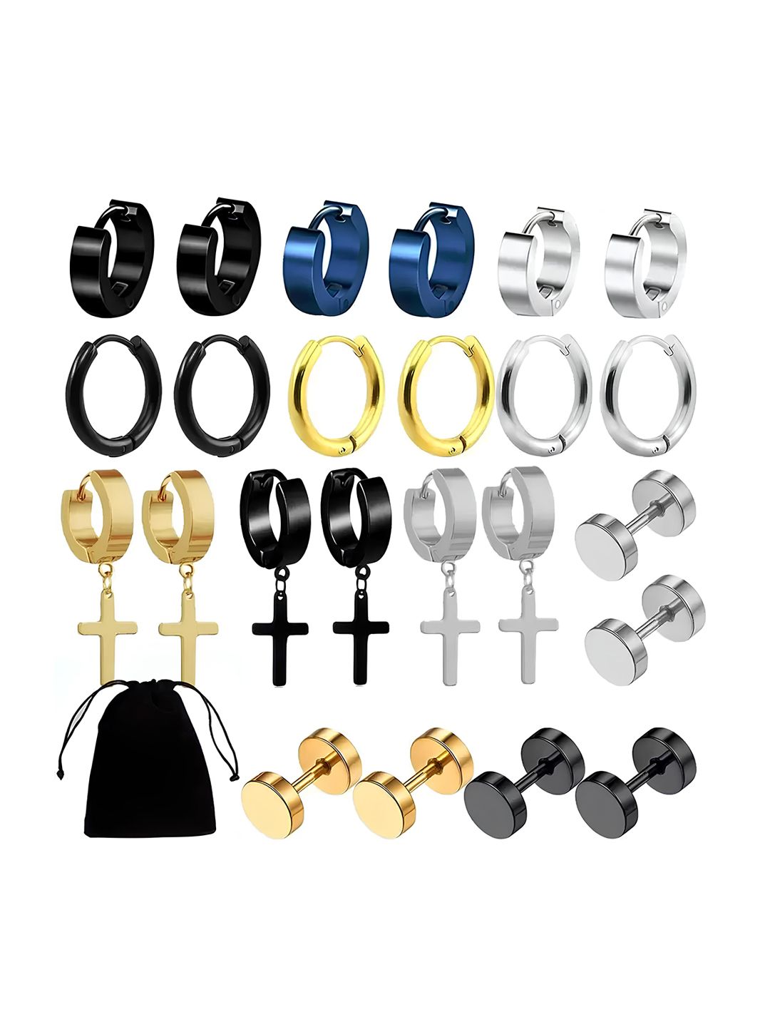 KARISHMA KREATIONS Men Set Of 8 Contemporary Hoop Earrings-picture-35