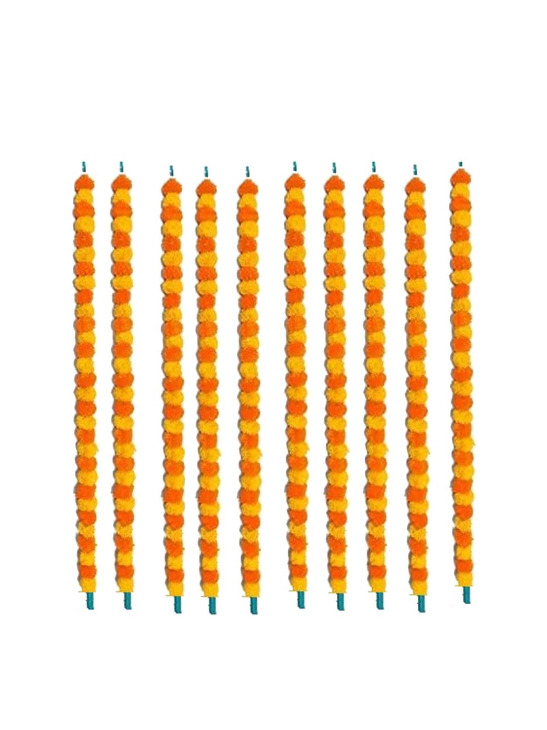 Divyakosh 10 Pcs Orange & Yellow Decorative Marigold Hanging Garlands-picture-34