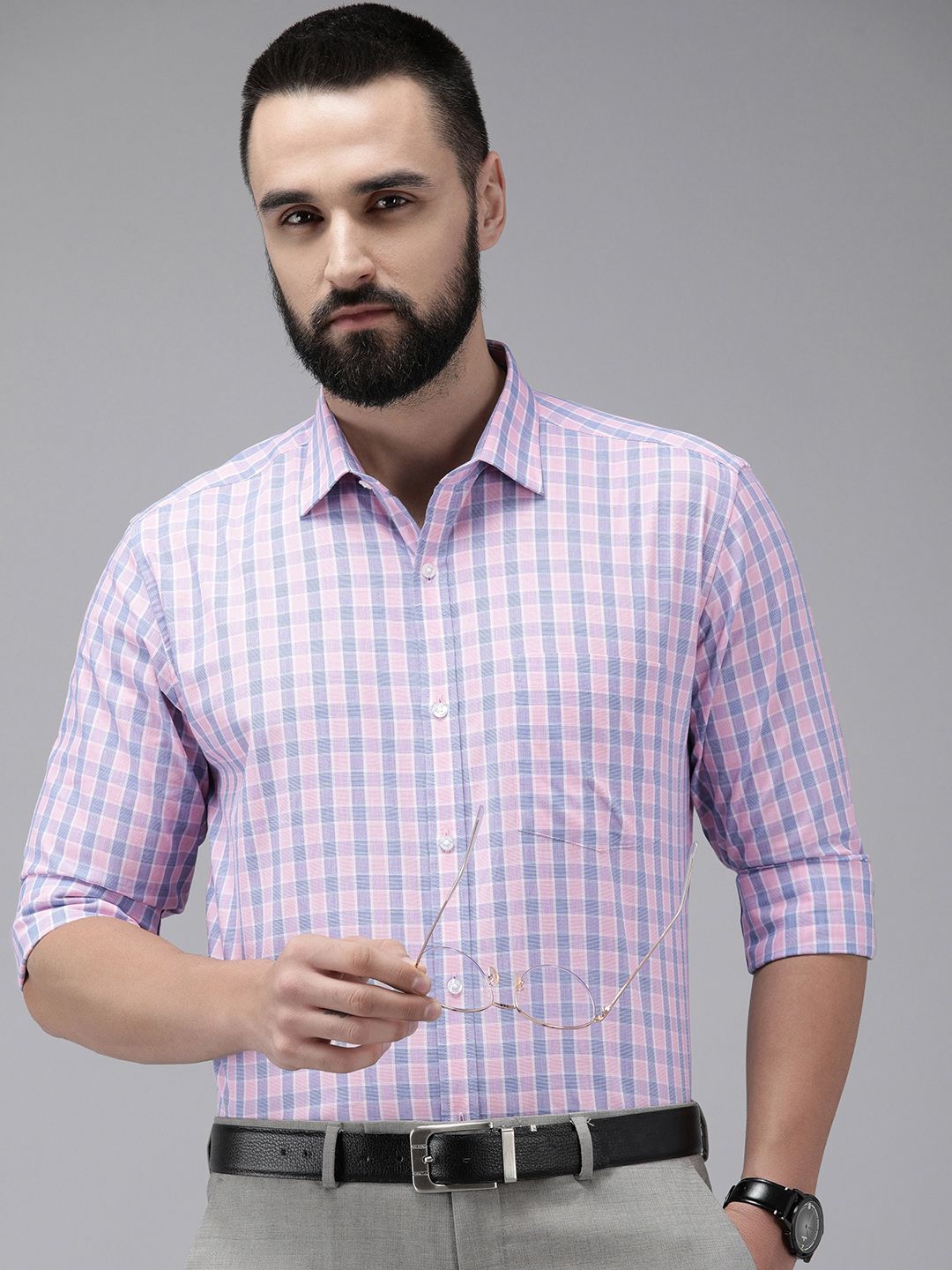 Park Avenue Pure Cotton Slim Fit Checked Formal Shirt-picture-19