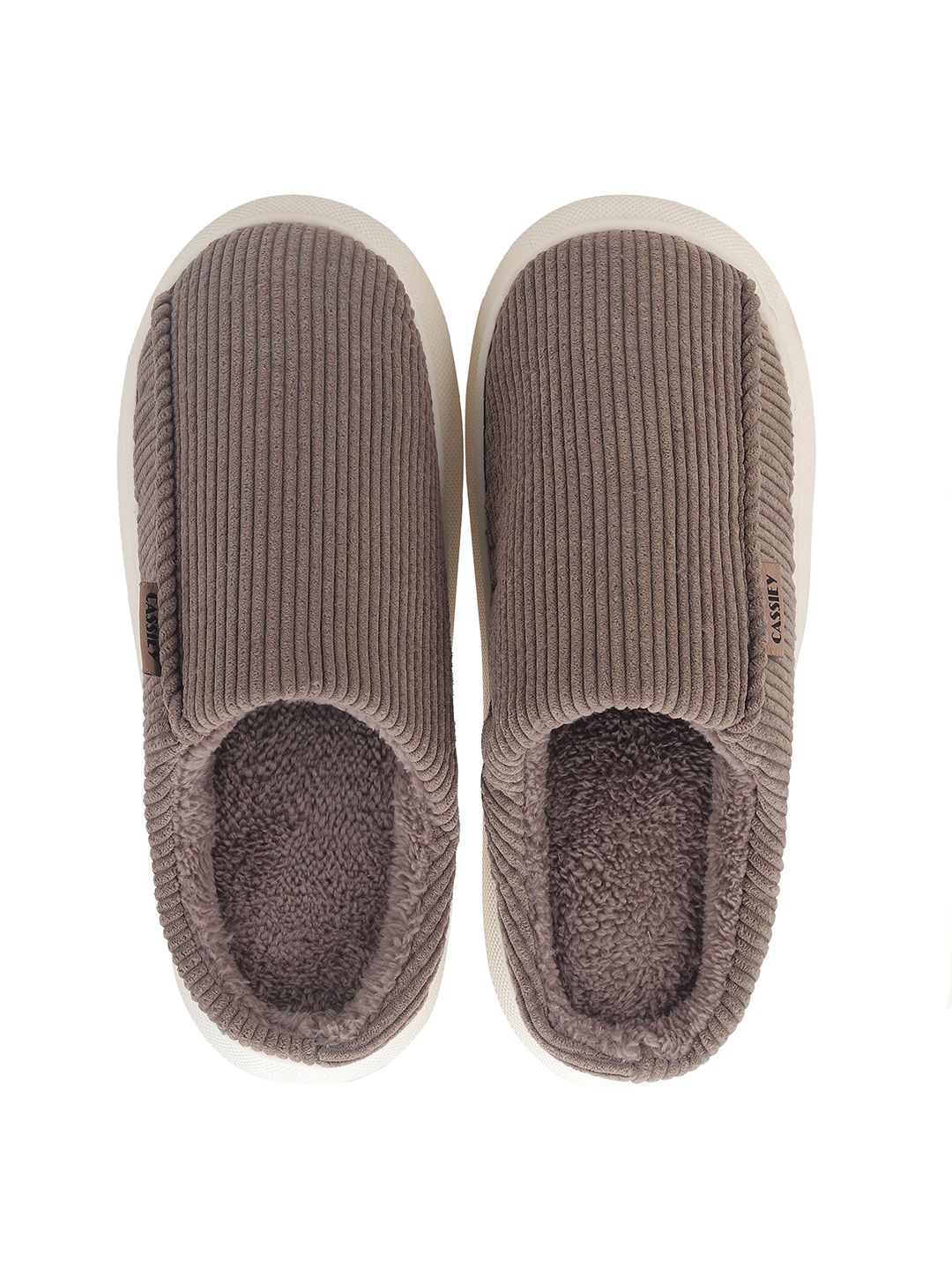 CASSIEY Men Striped Fur Room Slippers-picture-12