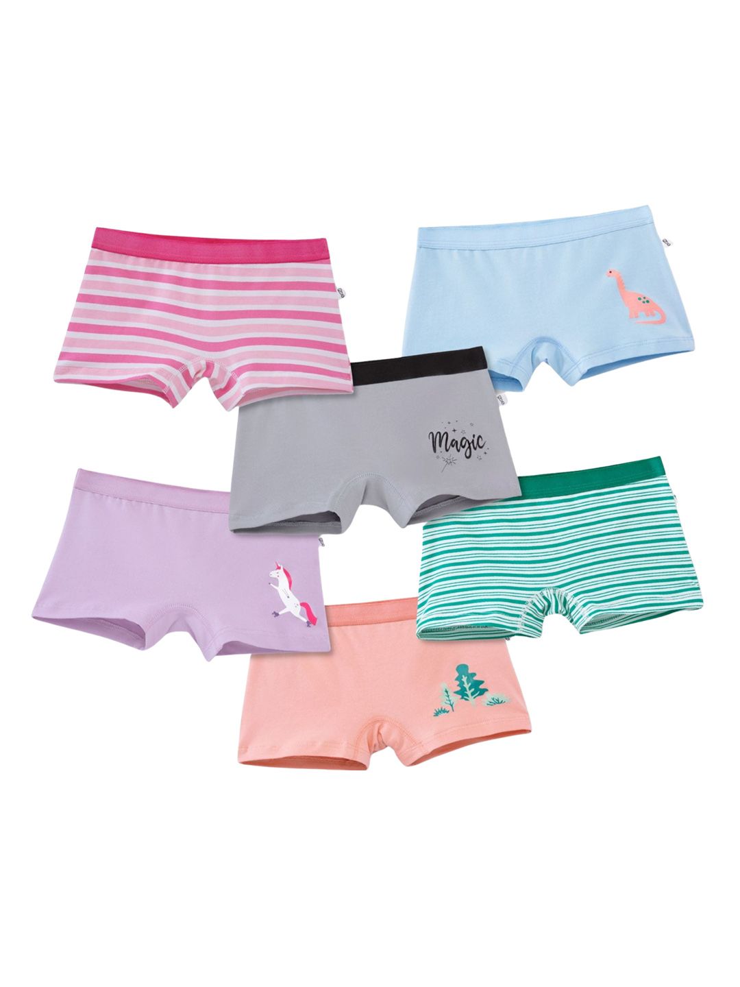 You Got Plan B Girls Pack Of 6 Anti Microbial Boy Shorts Briefs