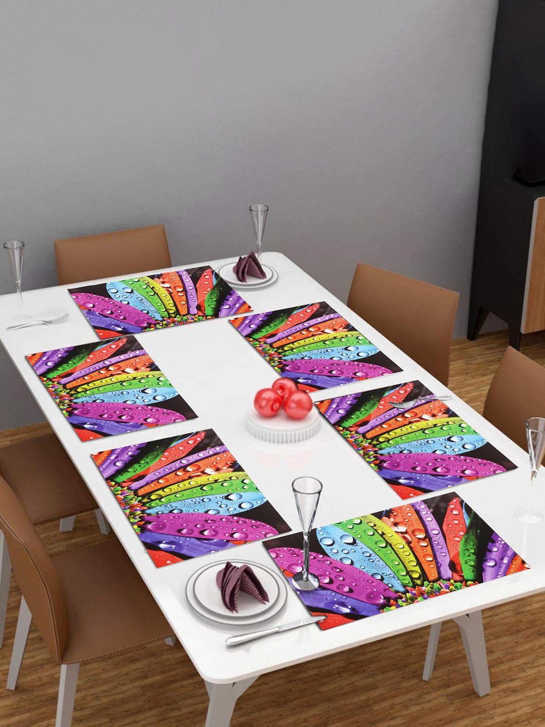 Dakshya Industries Purple & Green 6 Pieces Printed Rectangle Table Placemats-picture-48