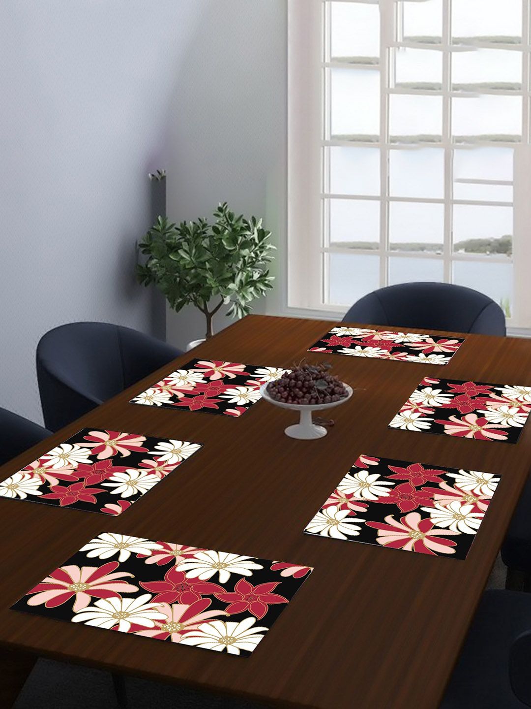 Dakshya Industries Red 6-Pieces Rectangular Table Placemats-image-0