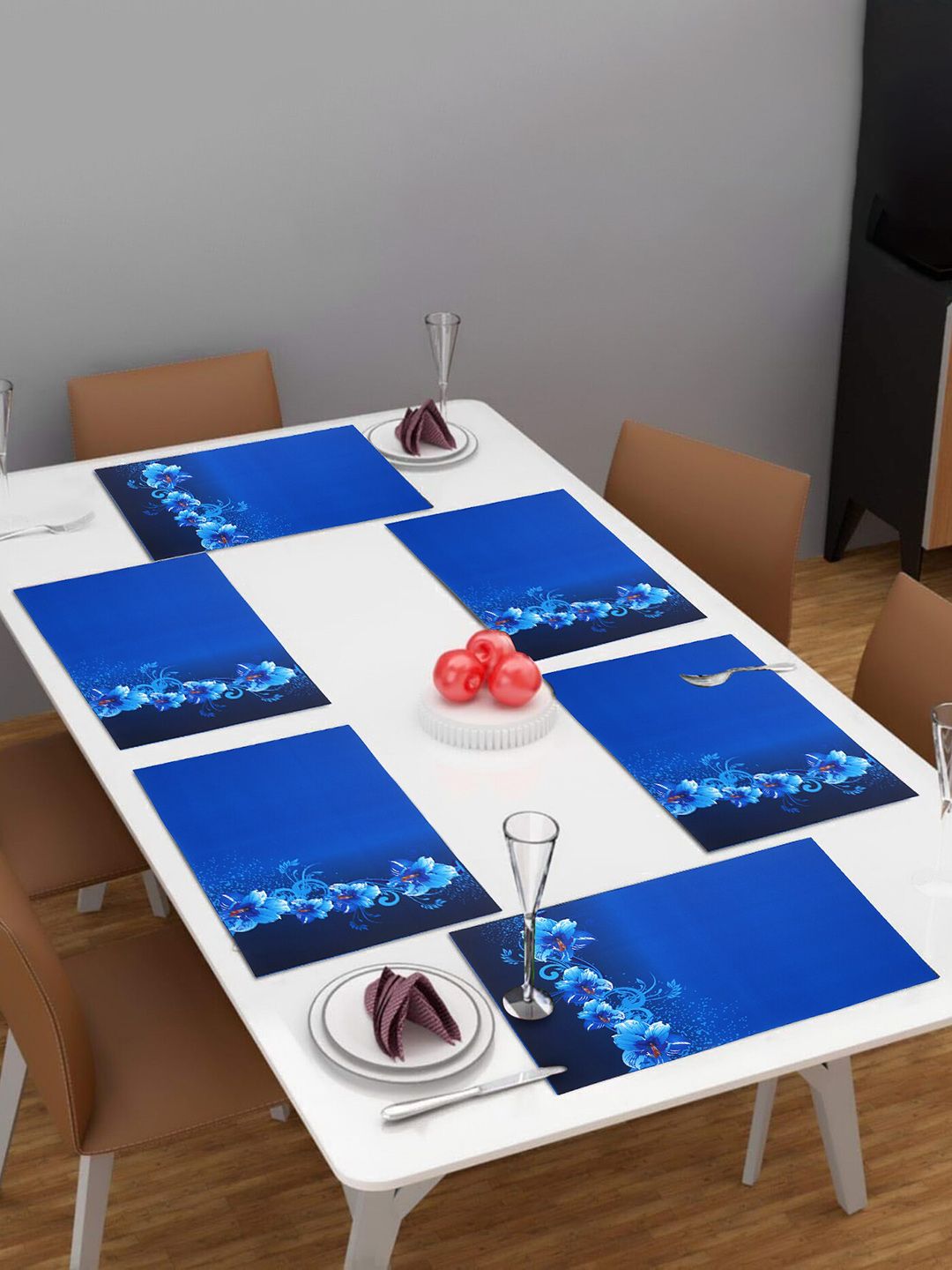 Dakshya Industries Blue 6 Pieces Rectangular Table Placemats-image-21