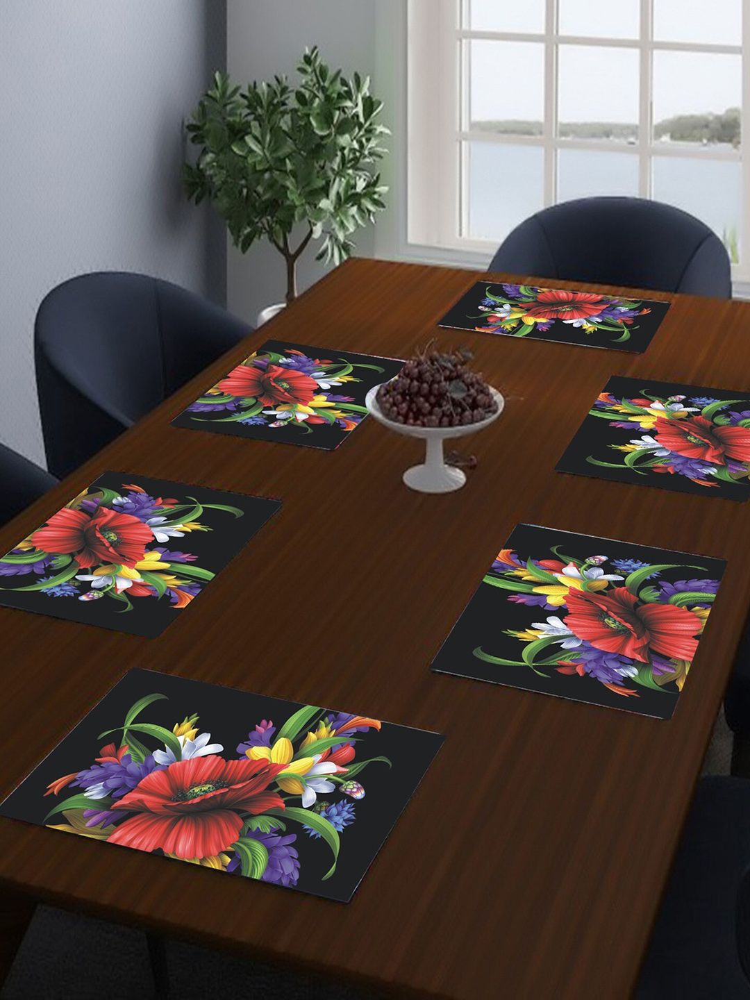 Dakshya Industries Lavender & Red 6-Pieces Printed Rectangle Table Placemats-image-26
