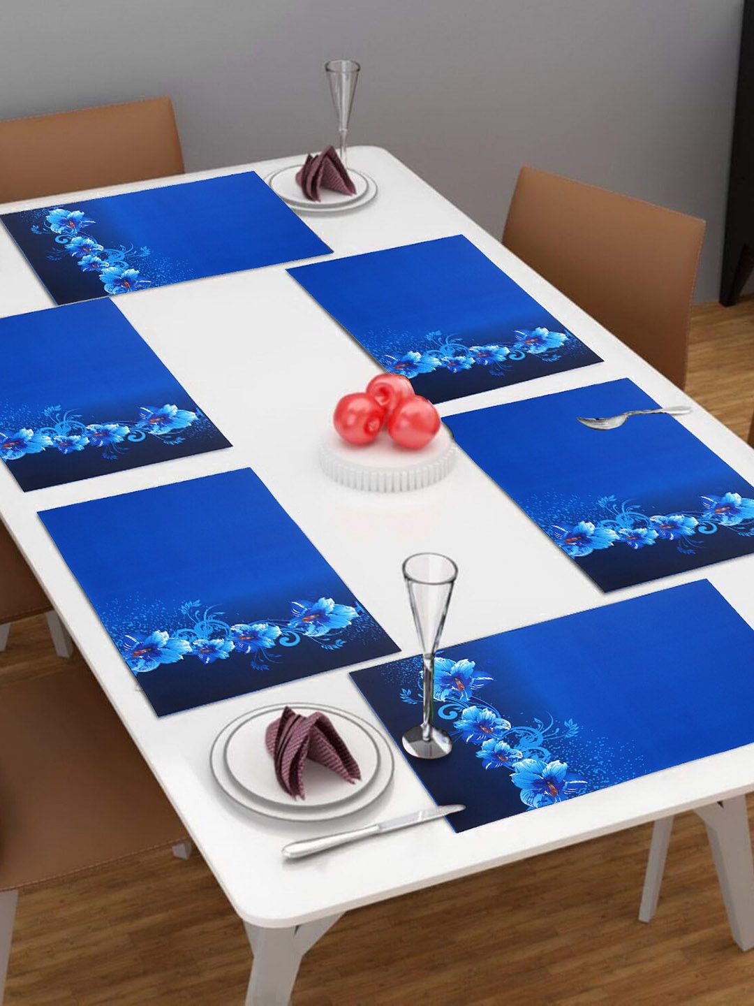 Dakshya Industries Blue 6 Pieces Rectangular Table Placemats-image-25