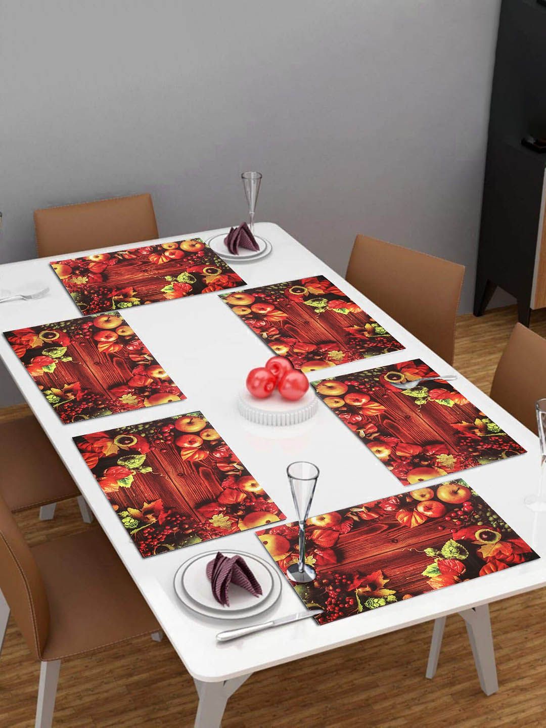 Dakshya Industries 6-Pcs Red Rectangular Table Placemats-picture-25