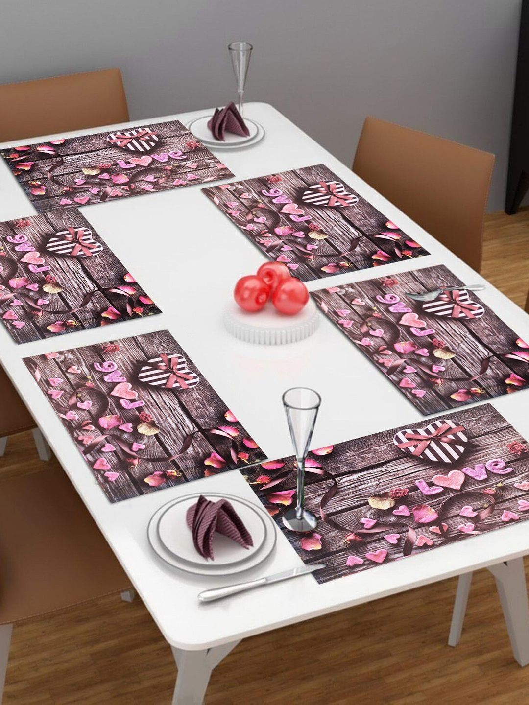 Dakshya Industries 6-Pcs Brown & Lavender Rectangular Table Placemats-picture-21
