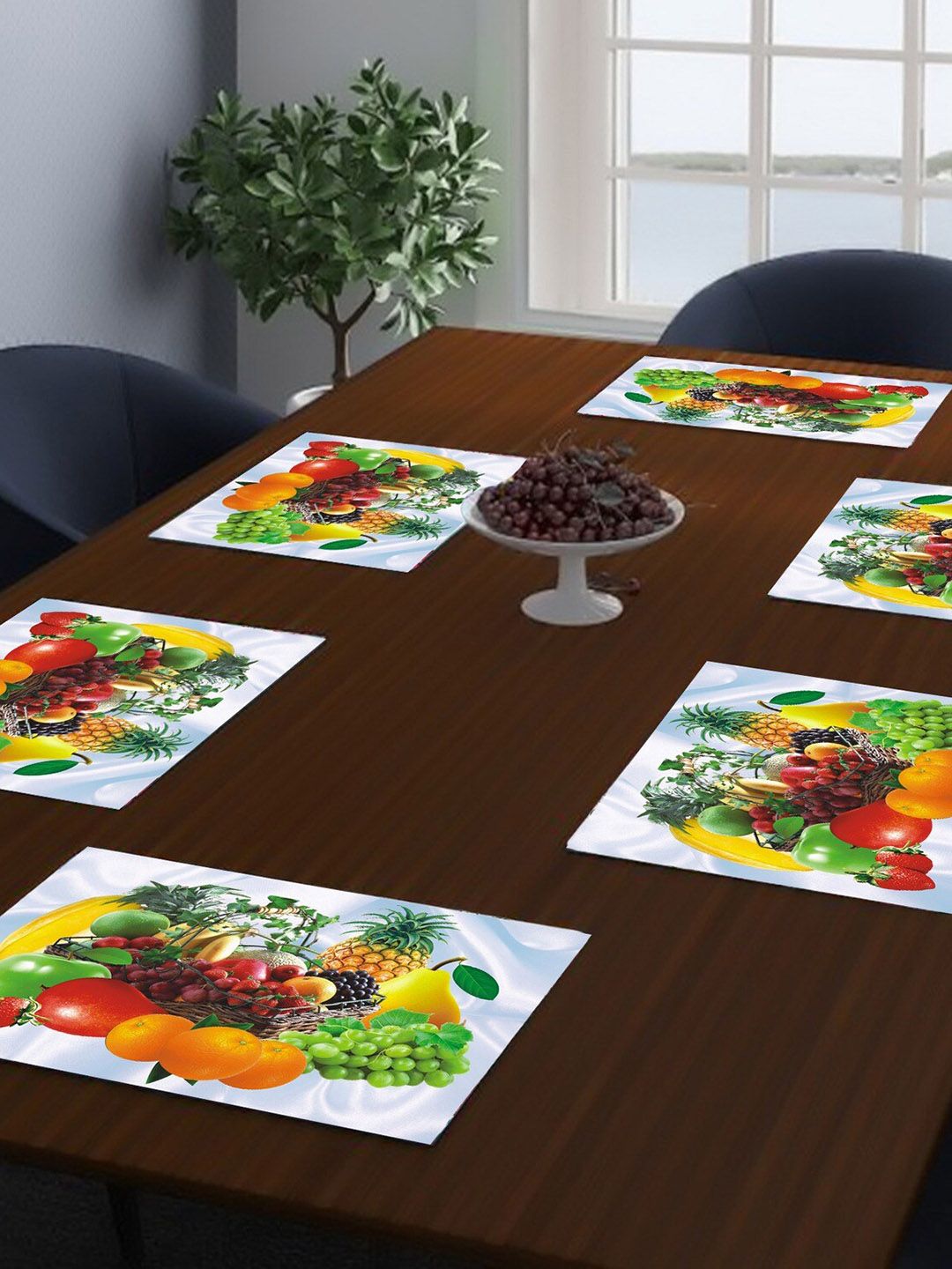 Dakshya Industries Green & Orange 6-Pieces Printed Rectangle Table Placemats-picture-55