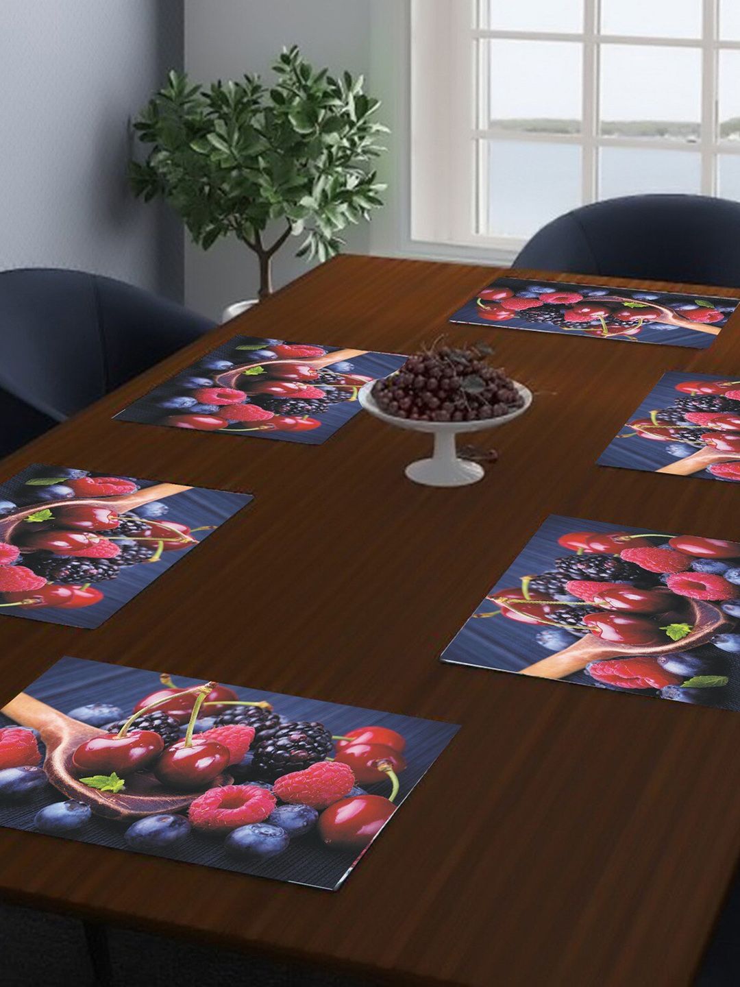 Dakshya Industries Blue & Red 6 Pieces Printed Rectangular Table Placemats-picture-56
