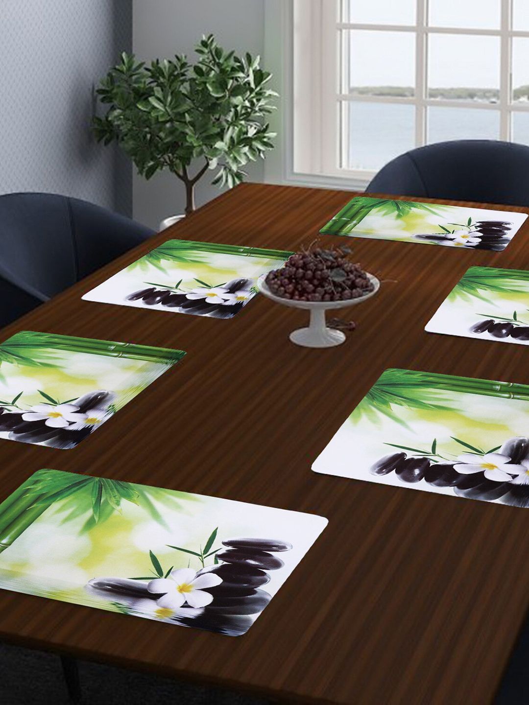Dakshya Industries 6-Pcs Green & White Printed Table Placemats-picture-11