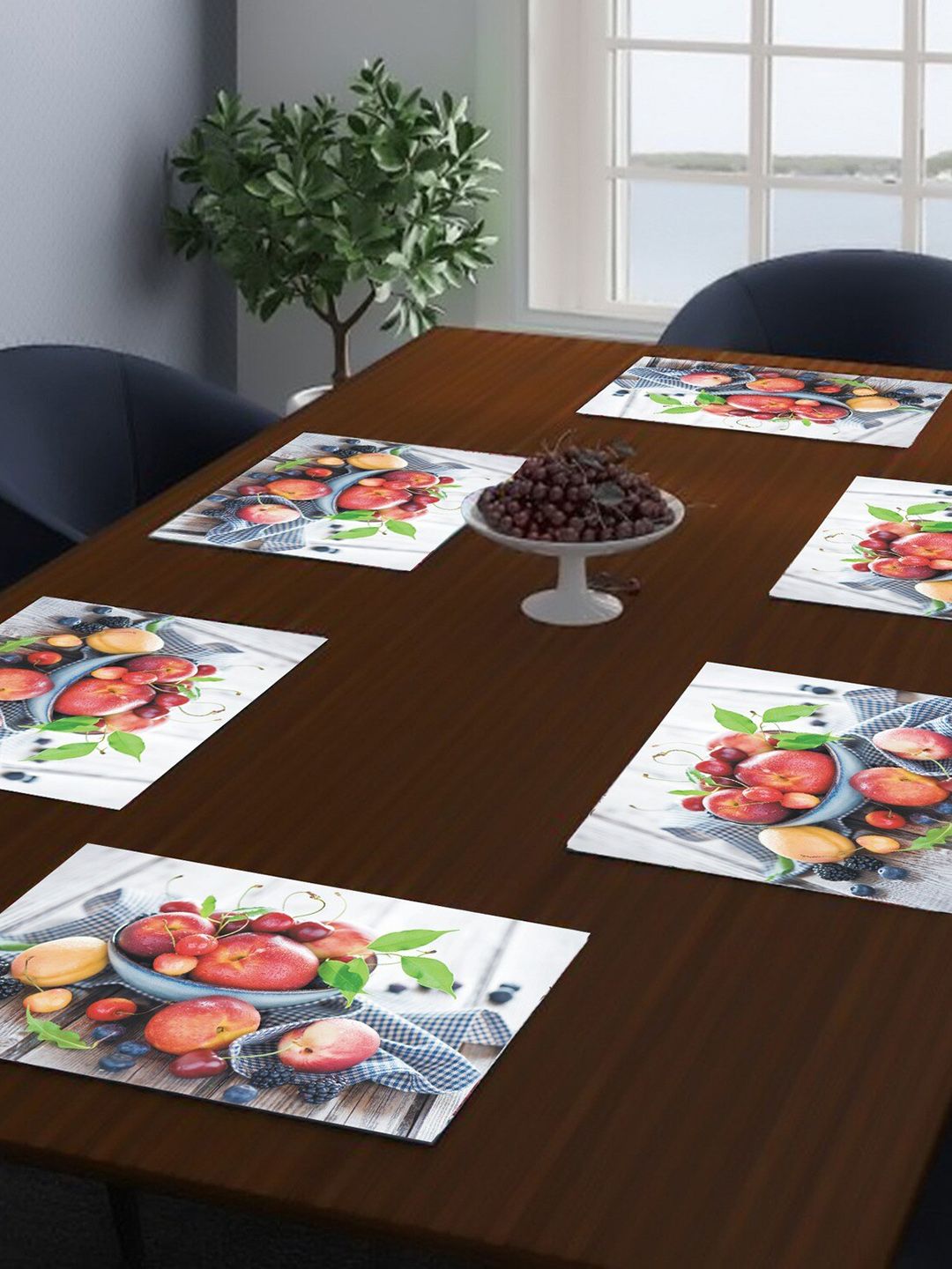 Dakshya Industries Red & White 6 Pieces Printed Rectangle Table Placemats-picture-26