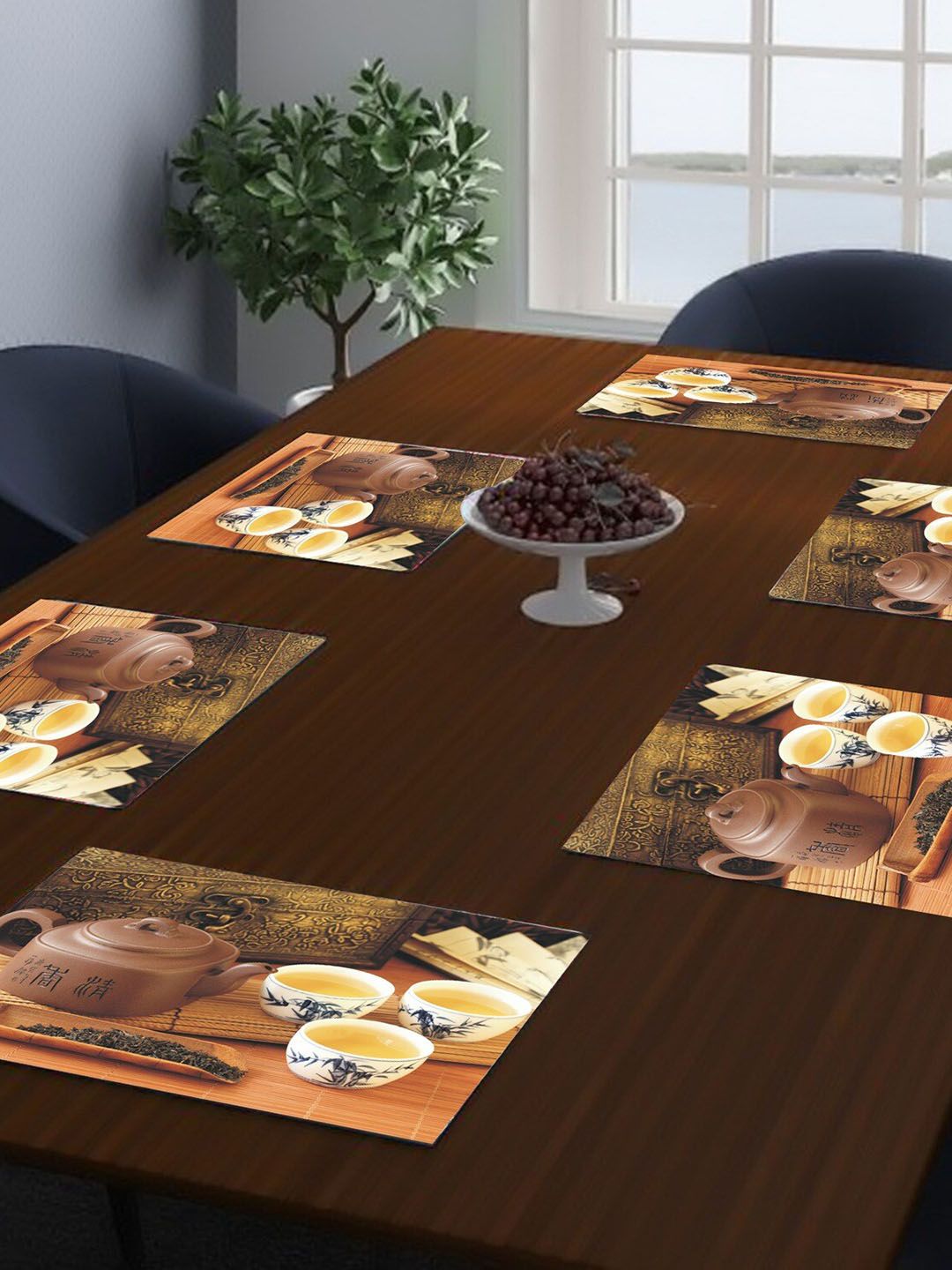 Dakshya Industries 6-Pcs Copper-Toned & Brown Rectangular Table Placemats-picture-17