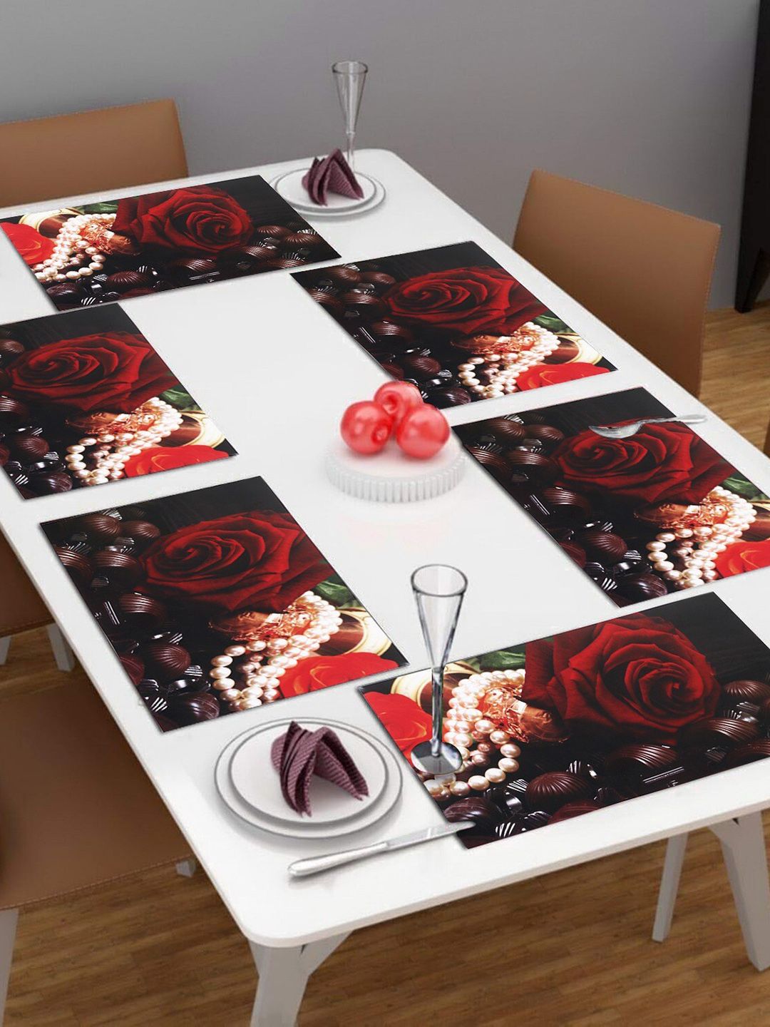 Dakshya Industries Red 6-Pieces Rectangular Table Placemats-picture-17