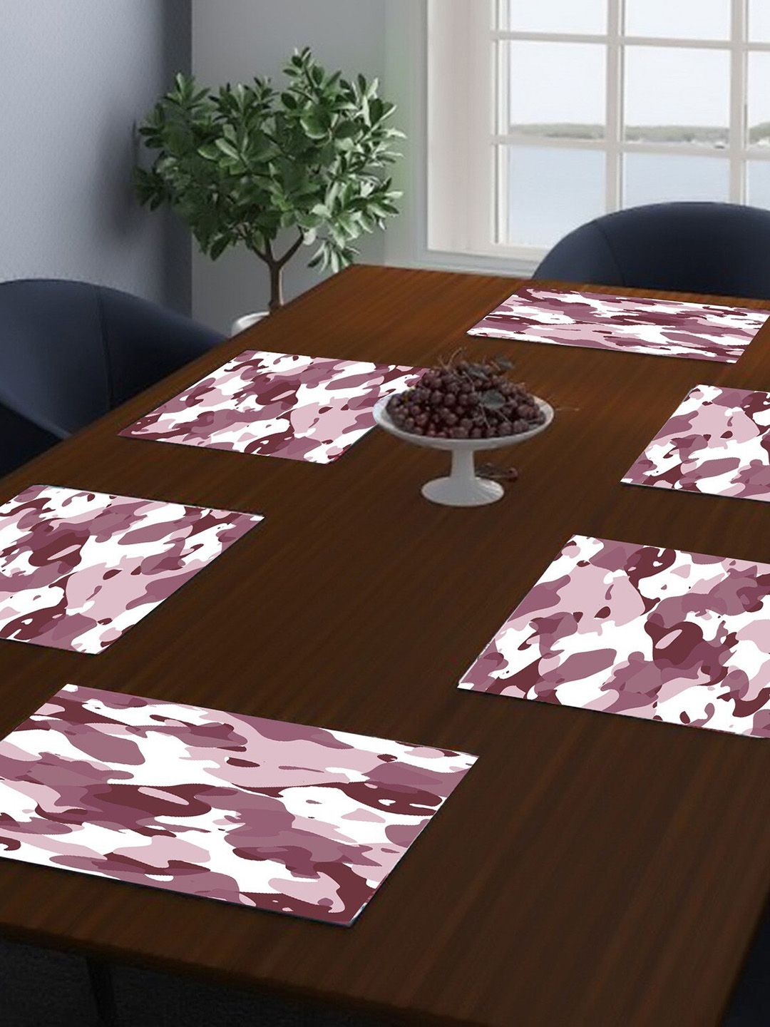 Dakshya Industries Mauve & White 6 Pieces Printed Rectangular Table Placemats-picture-10