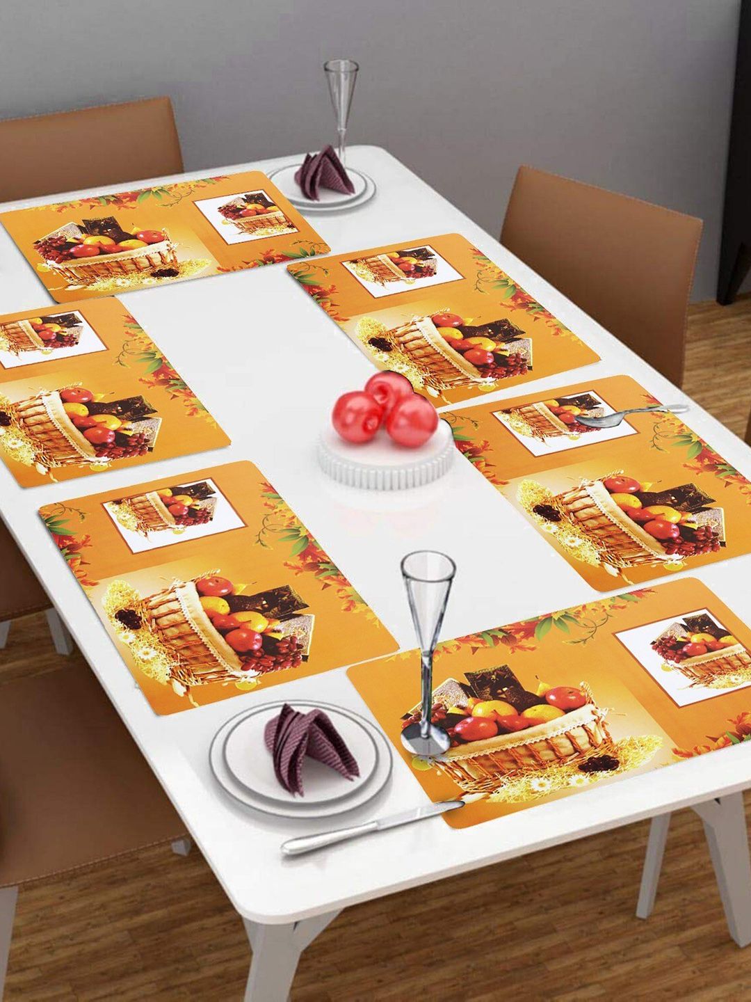Dakshya Industries Yellow 6 Pieces Rectangular Table Placemats-image-48