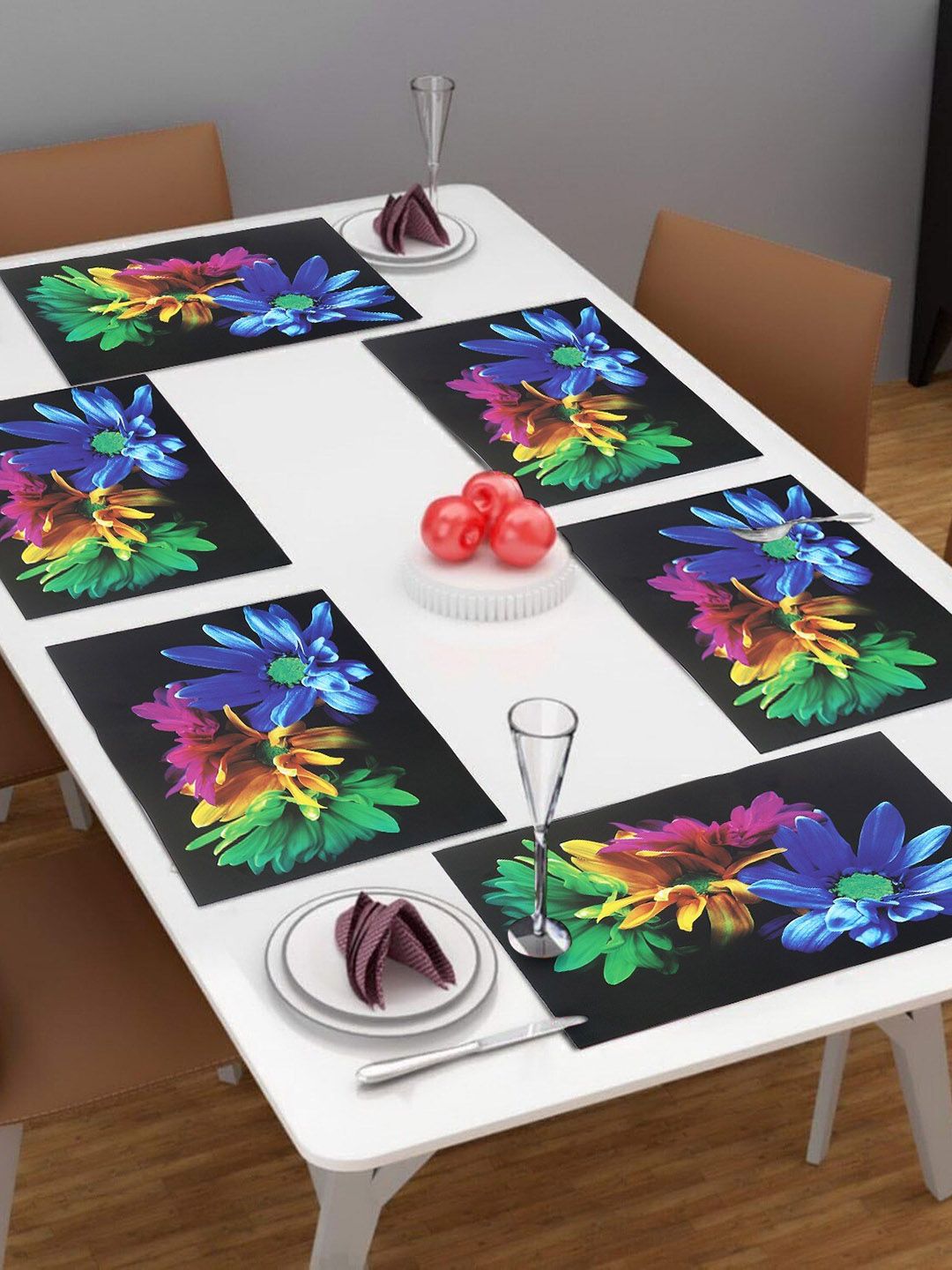 Dakshya Industries Blue 6 Pieces Rectangular Table Placemats-image-15