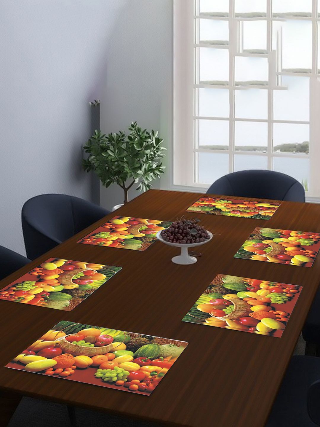 Dakshya Industries Yellow & Red 6-Pieces Printed Rectangle Table Placemats-image-47