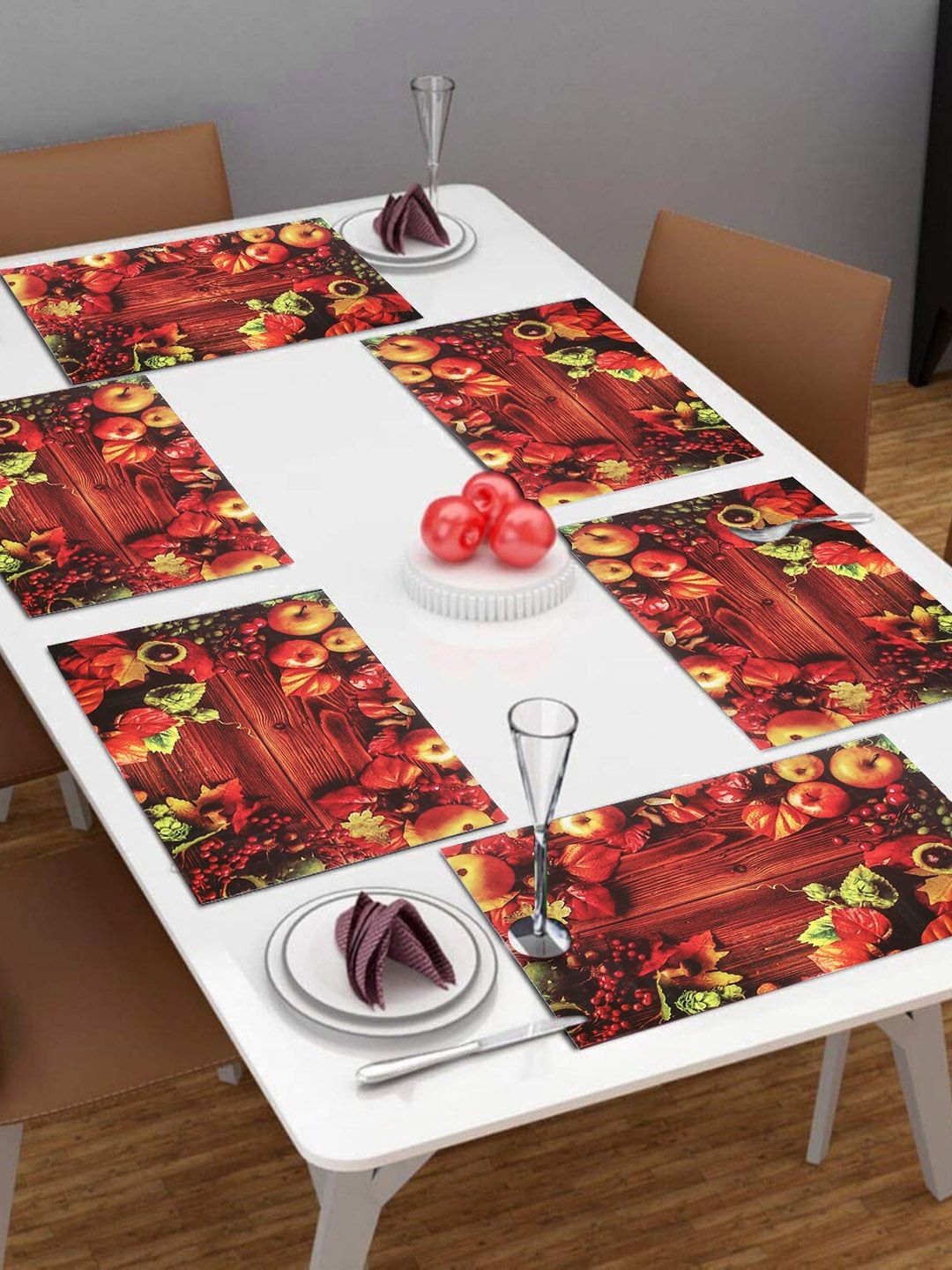 Dakshya Industries Red 6 Pieces Rectangular Table Placemats-picture-31
