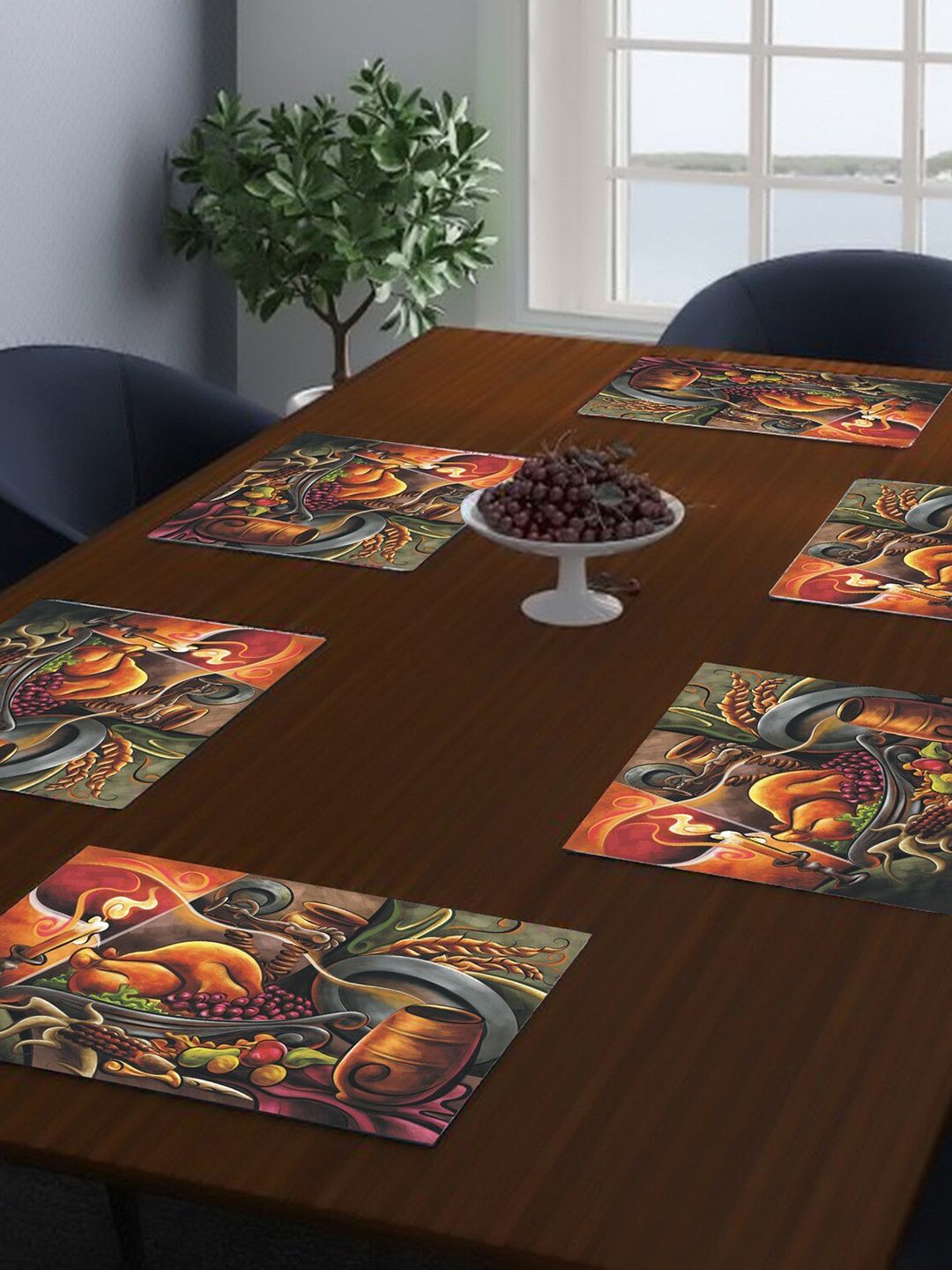 Dakshya Industries Green & Brown 6 Pieces Printed Table Placemats-picture-12
