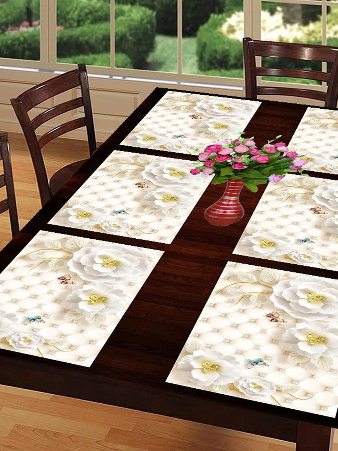 Dakshya Industries Cream 6-Pieces Rectangular Table Placemats-image-12