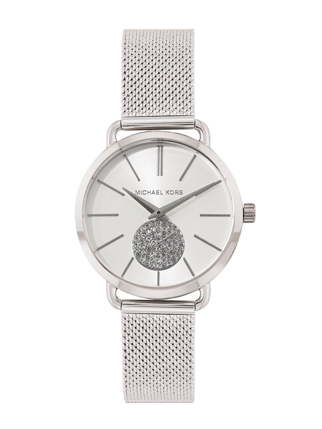 Michael kors women's portia hot sale mesh bracelet watch silver