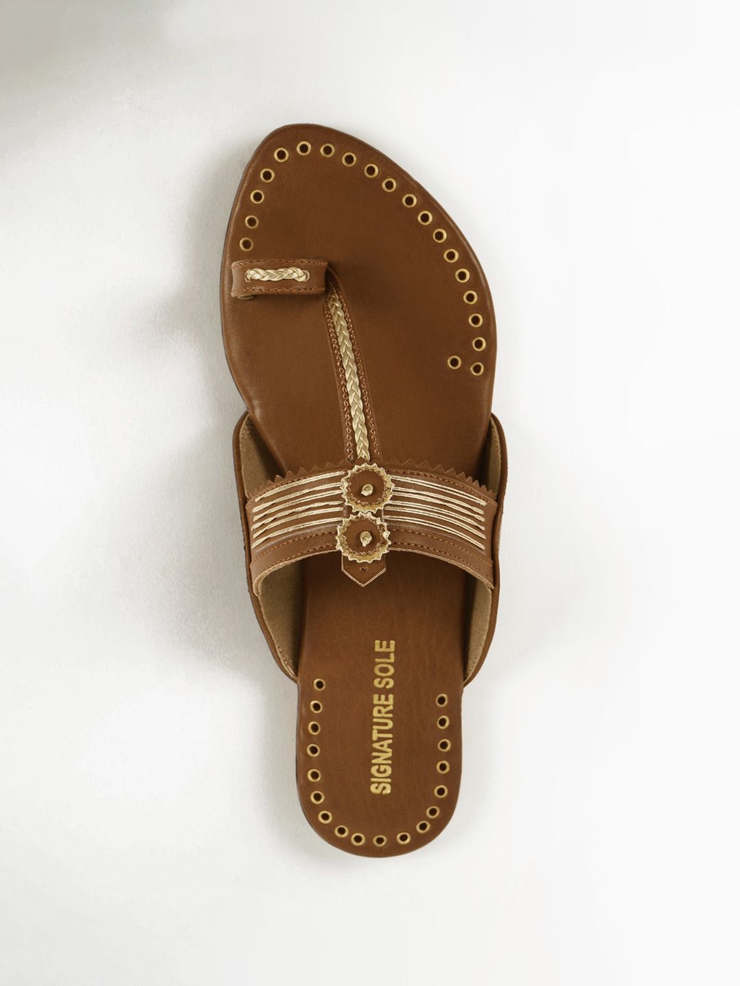 Signature Sole Ethnic Braided One Toe Flats-picture-35