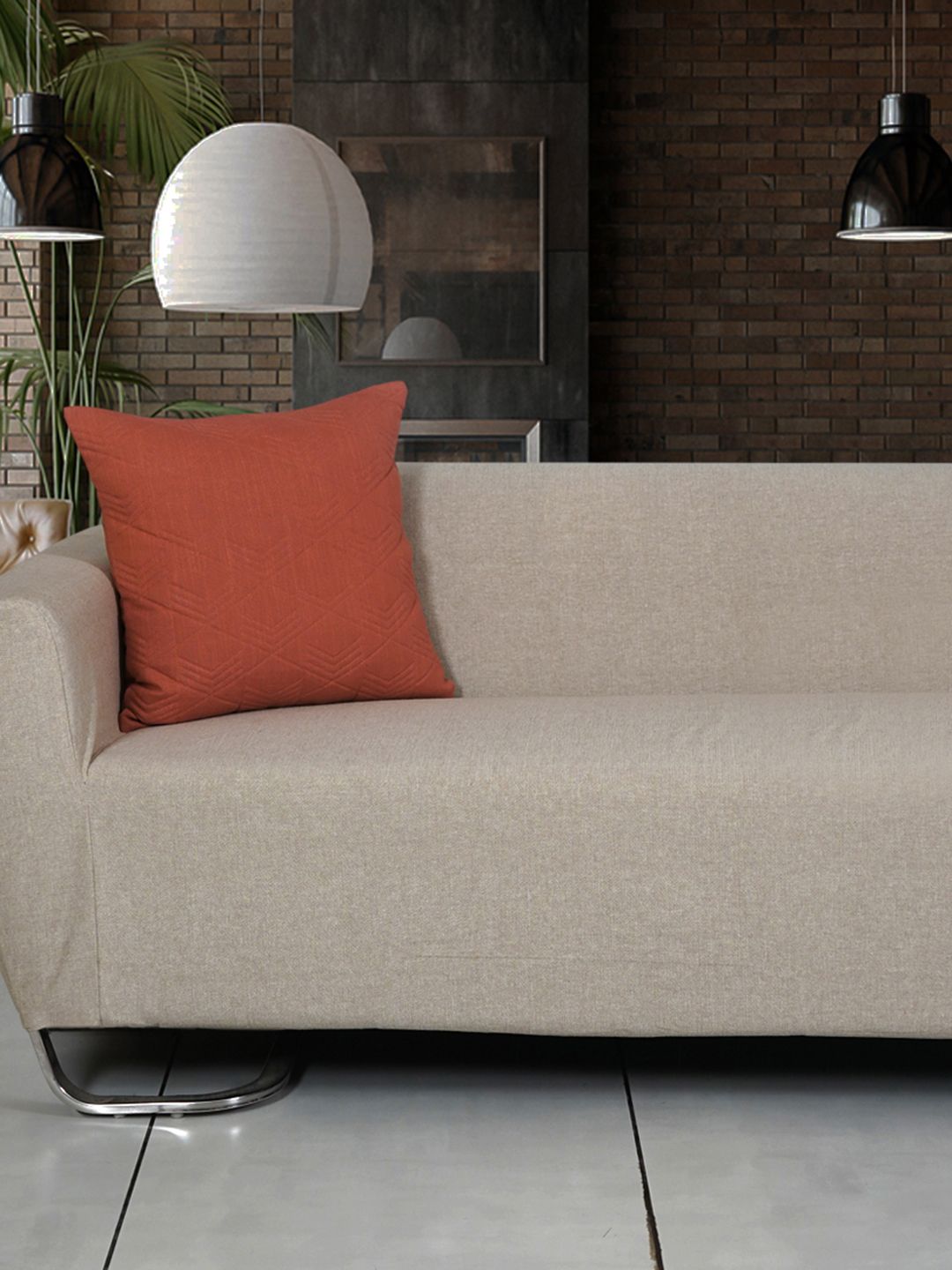 Ode & Cleo Rust Embroidered Pure Cotton Square Cushion Cover-image-45