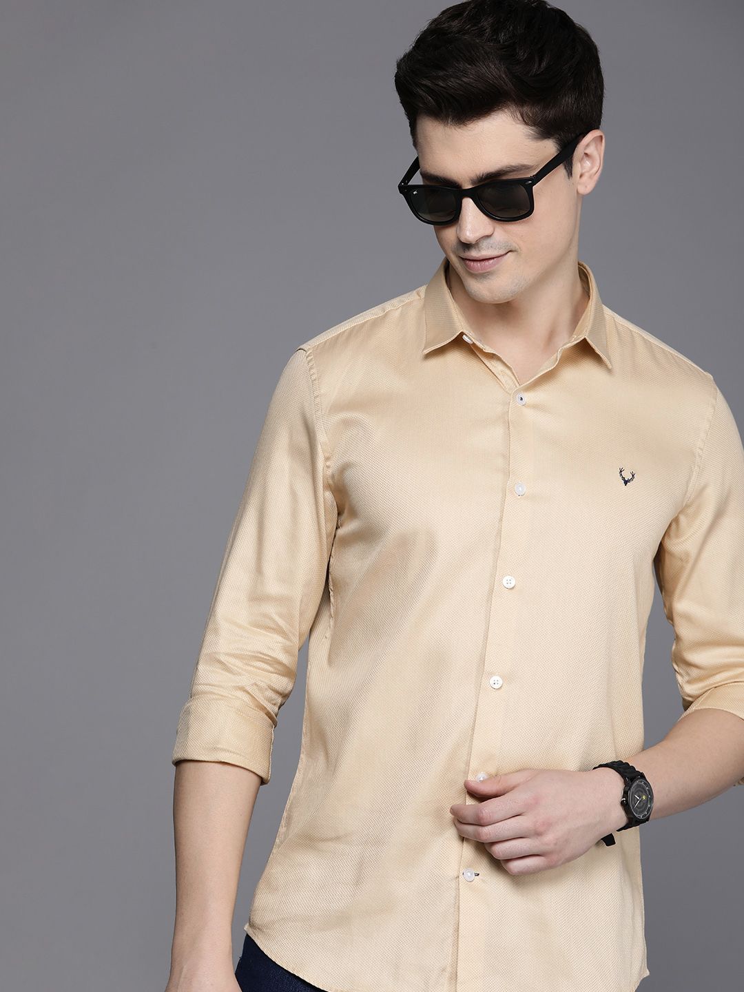 Allen Solly Sport Comfy Slim Fit Textured Pure Cotton Casual Shirt