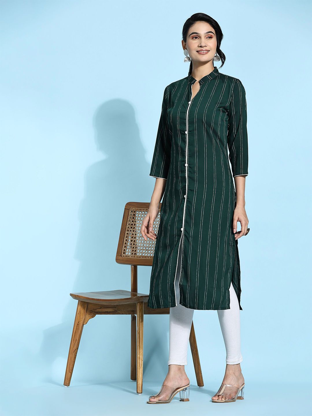 RACHNA Striped Mandarin Collar Kurta-image-46
