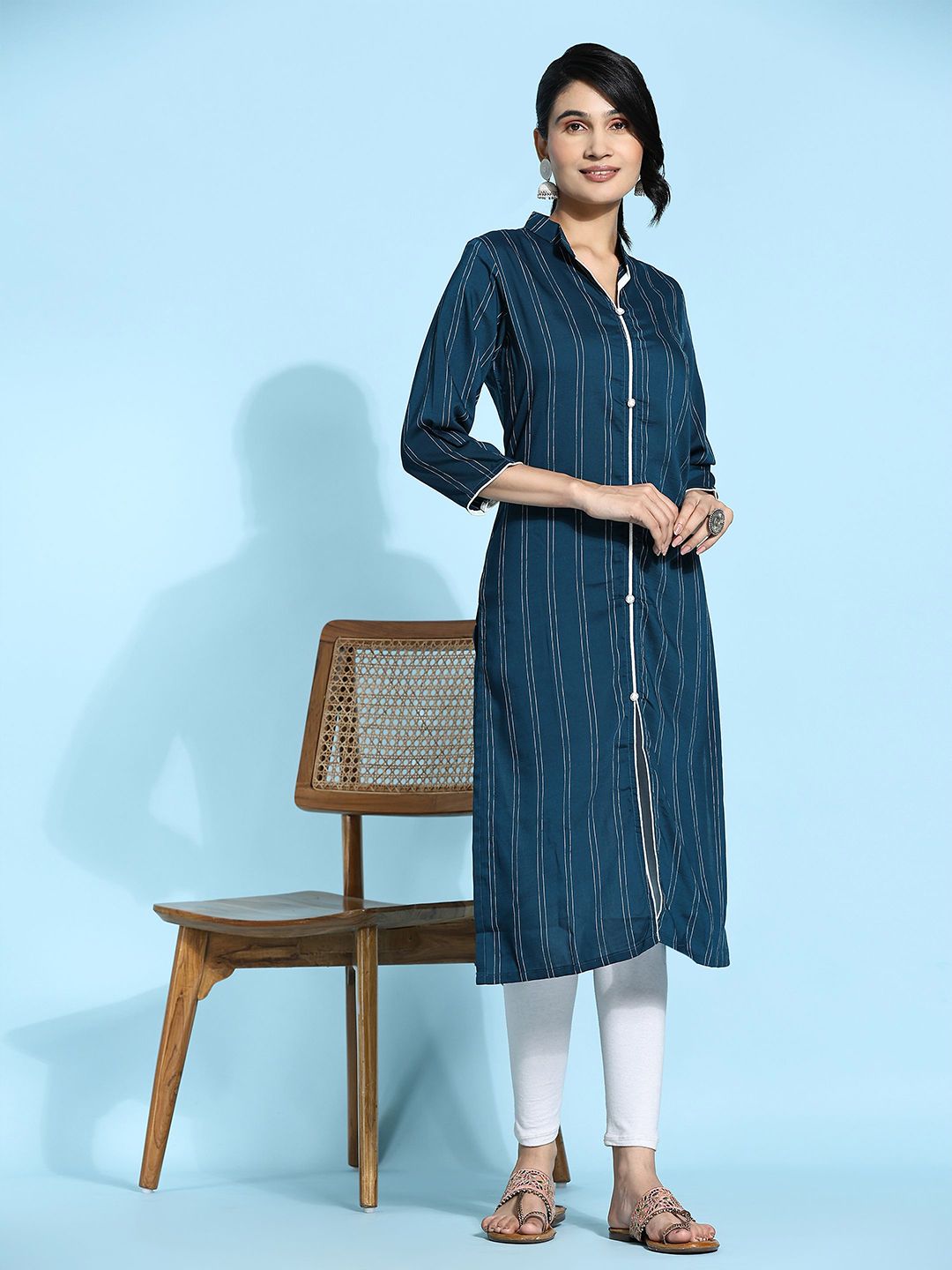 RACHNA Striped Mandarin Collar Kurta-image-47