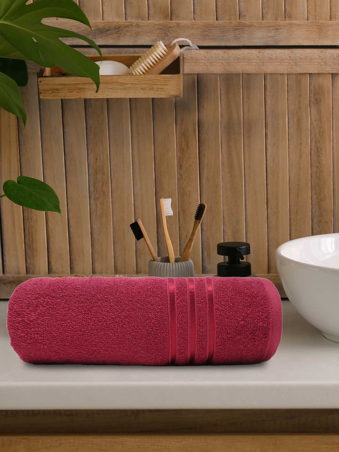 MYTRIDENT Pink 400 GSM Pure-Cotton Bath Towel-image-31