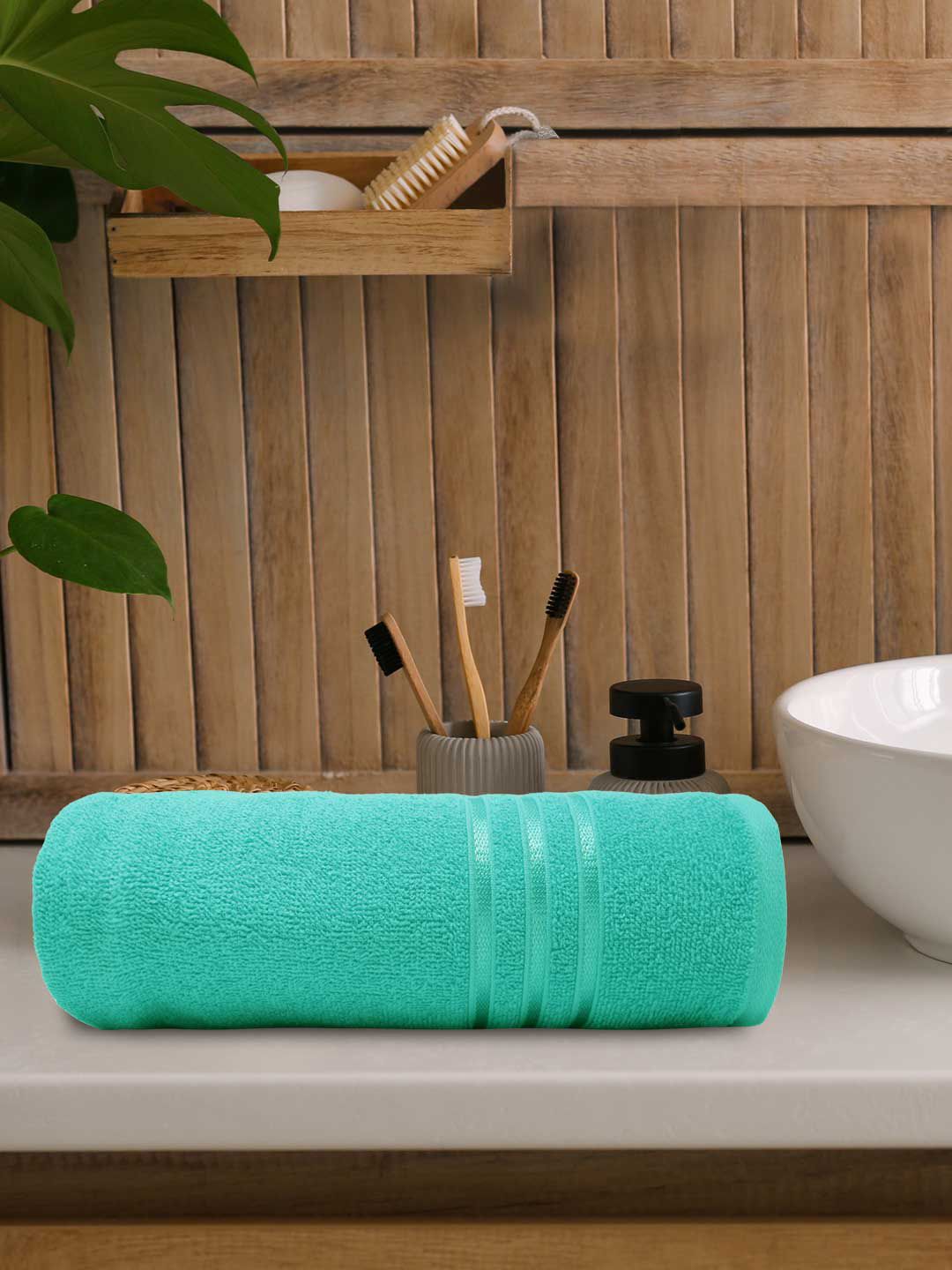 MYTRIDENT Green 400GSM Pure-Cotton Bath Towel-image-18